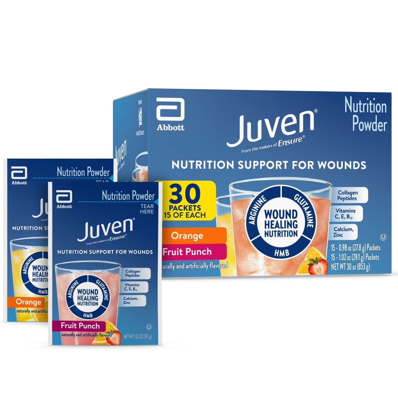 Juven Juven Therapeutic Nutrition Drink Mix Powder for Wound Healing Support, Includes Collagen Protein, Variety Pack, 30 Count