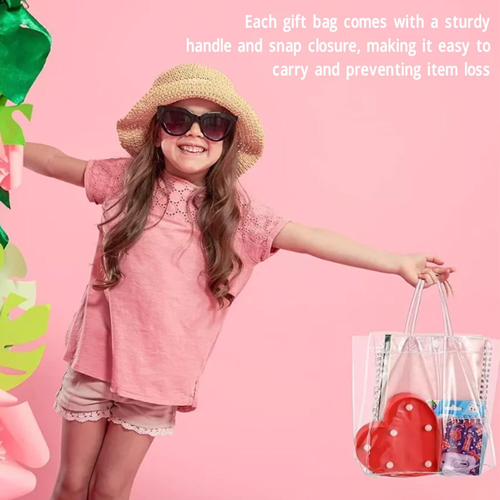 Dpofirs 30 Pack Clear Gift Bags with Handle, Reusable Plastic Bags Small Gift Wrap Tote Bags Clear Bags for Gifts Wedding Party Favors, Transparent Gift Wrap Bag