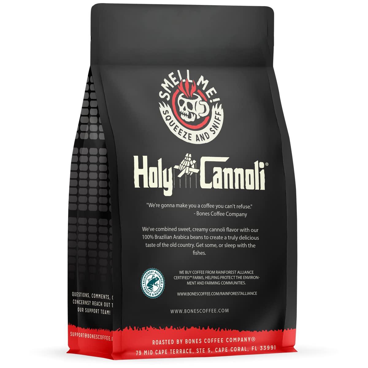 Bones Coffee Company Bones Coffee Company Holy Cannoli Flavored Coffee Beans, Whole Bean Coffee Medium Roast Low Acid, Cannoli Flavor (12 oz)