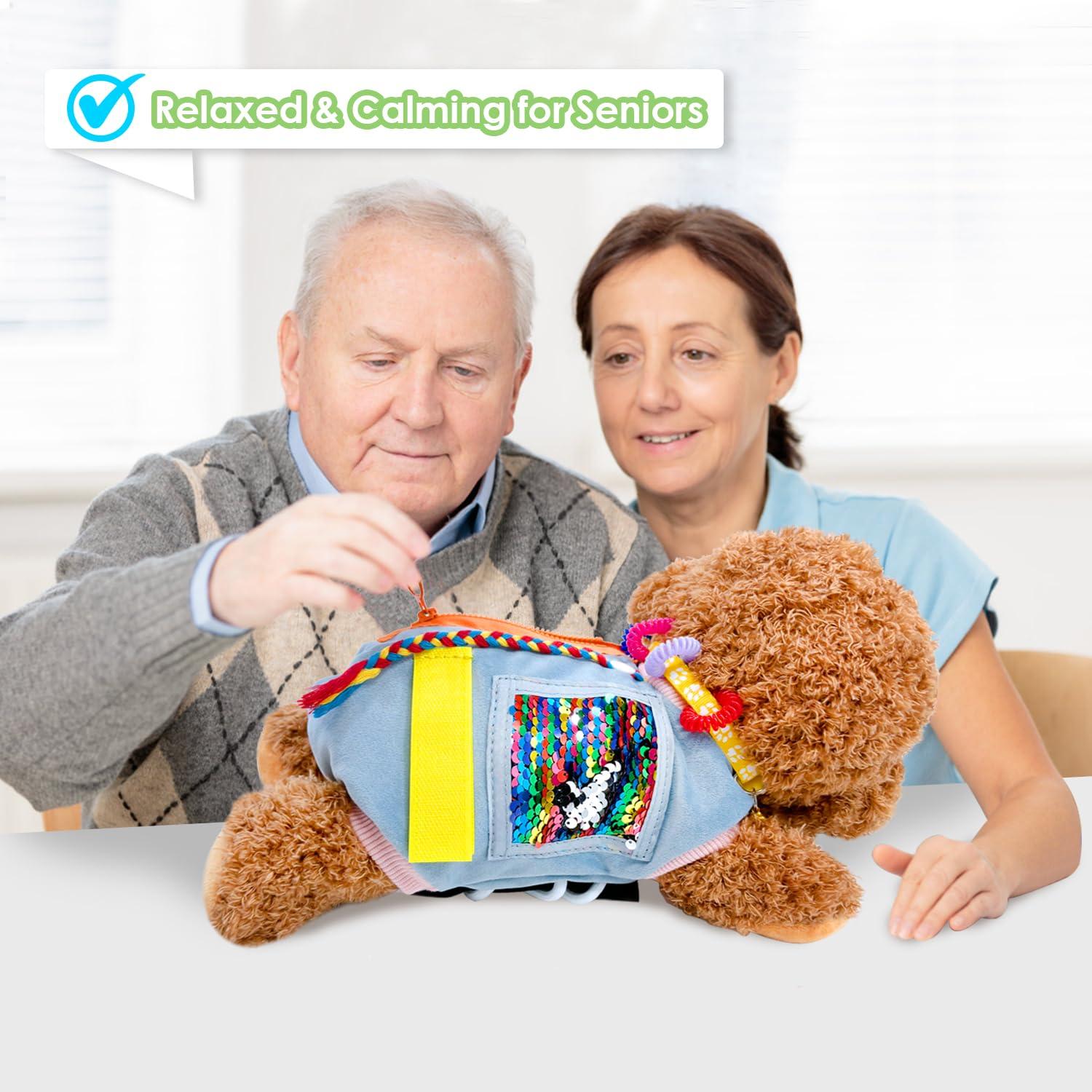 SZDMDISLET Fidget Sensory Dog Blanket for Elderly | Premium Dementia Activities for Seniors Items | Engaging Sensory Items (pup) for Adults | Gift and Activities for Seniors with Alzheimer