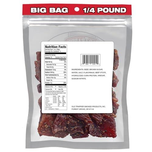 Old Trapper Old Trapper Beef Jerky, Peppered 1/4-Pound Individual Package, Spicy Meat Snacks for Lunches or Between Meals, 11 Grams of Protein, Zero Grams of Fat, 70 Calories per Serving (Pack of 8)