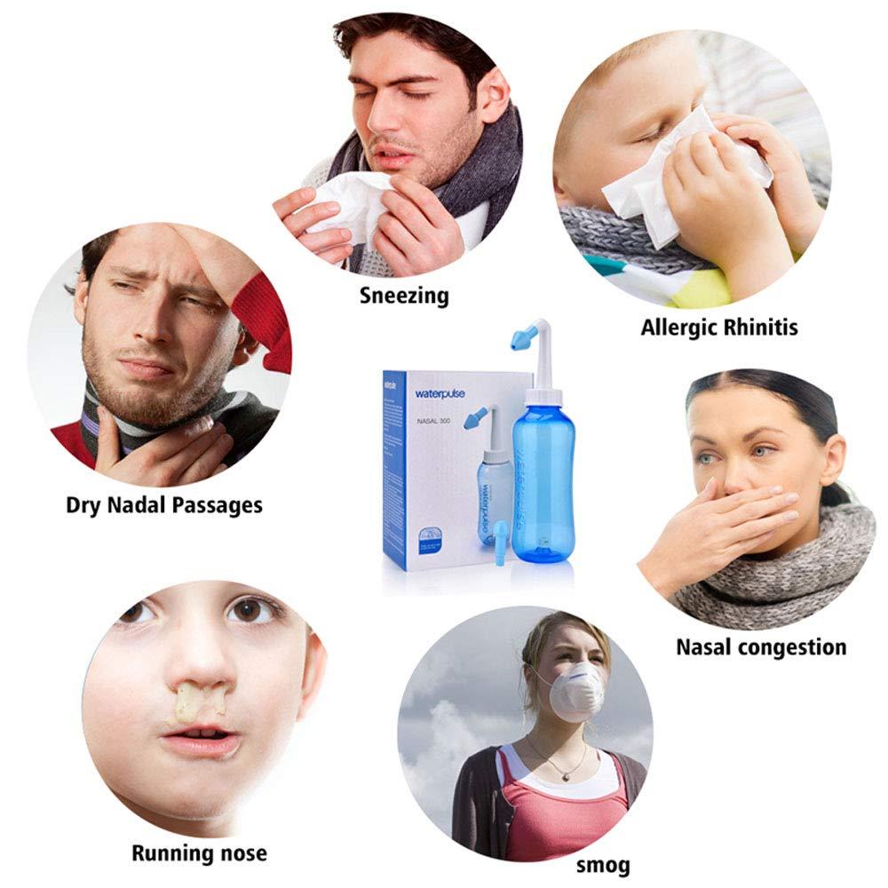 Carllg Carllg Neti Pot - Nasal Irrigation Wash Bottle with Sinus Rinse Salt for Adult & Kid (300ml Bottle with 30 Salt Packets)