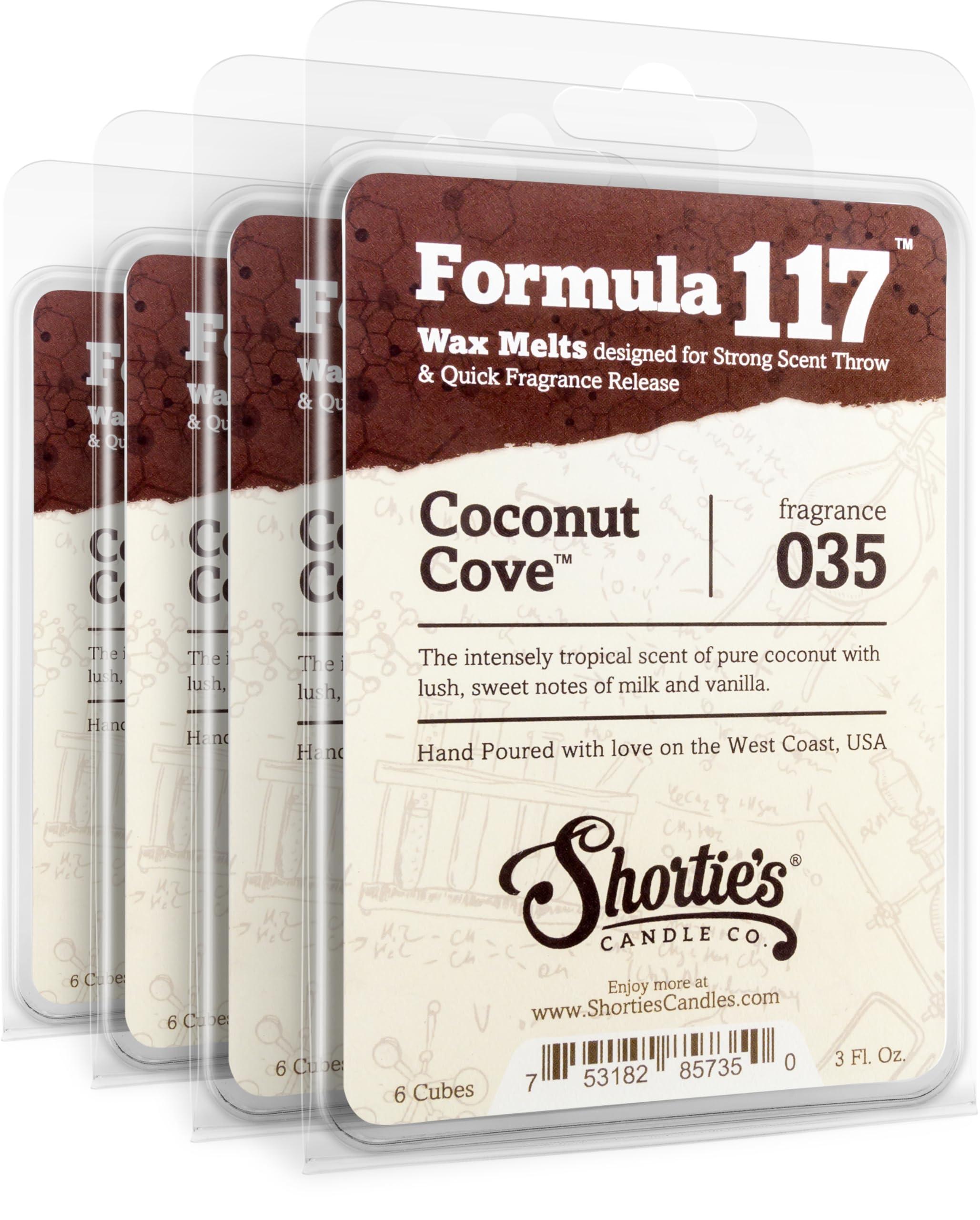 Shortie\'s Candle Company Shortie\'s Candle Company Coconut Cove Wax Melts Bulk Pack - Formula 117-4 Highly Scented 3 Oz. Bars (12 Oz. Total) - Made with Natural Oils - Fruit & Berry Air Freshener Cubes Collection