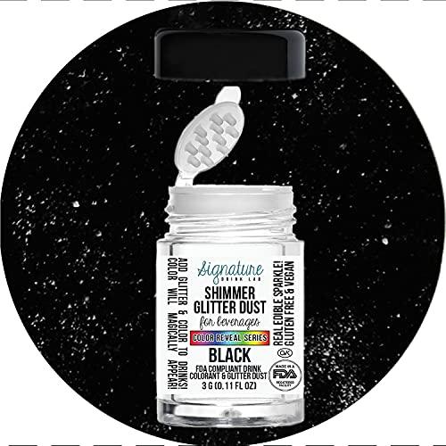 Signature Drink Lab Edible Glitter for Drinks • Shiny Glitter, Shimmer Beverage Dust for Cocktails, Beer, Wine and More - Color Series Black - 3 gram Shaker