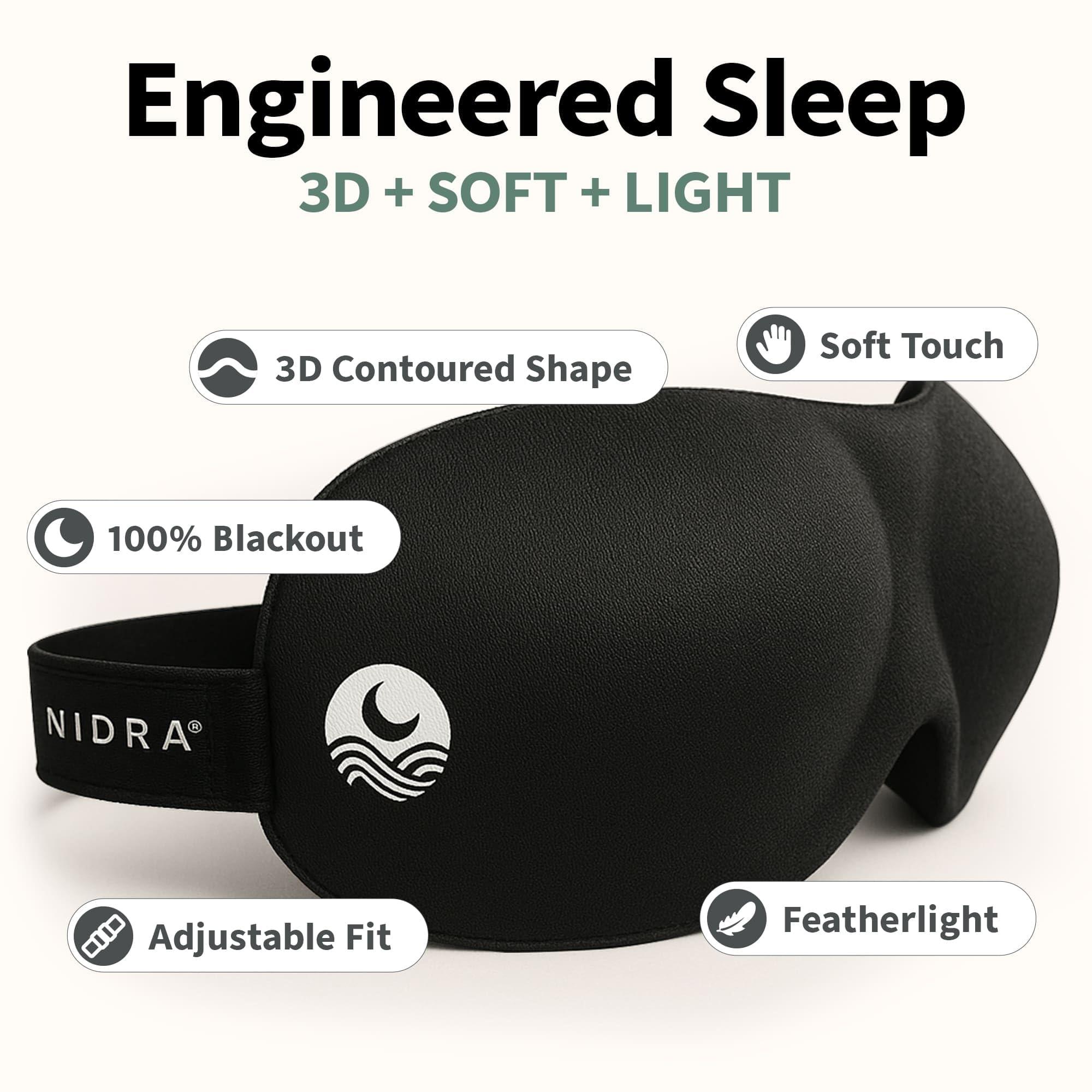 Nidra Nidra Sleep Mask for Men Women, Blue 3D Blackout Sleeping Mask, Contoured Eye Mask for Lash Extensions, Side Sleepers Eye Cover, Zero Eye Pressure, Travel Eye Shades, Night Blindfolded for Deep Sleep