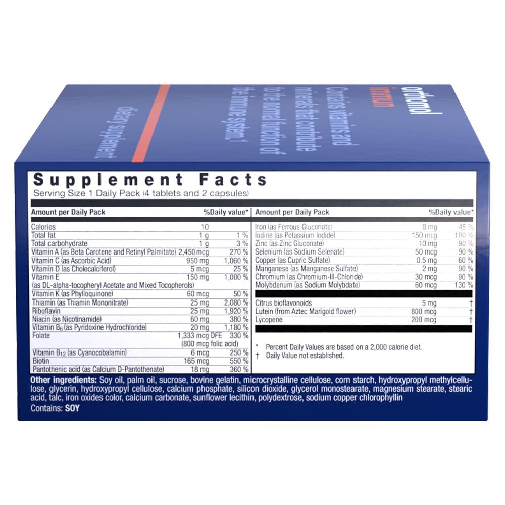 Orthomol Orthomol Immun Tablet and Capsule, Immune Support Supplement, 30-Day Supply, Vitamins A, B, C, D, E, Zinc, Iodine