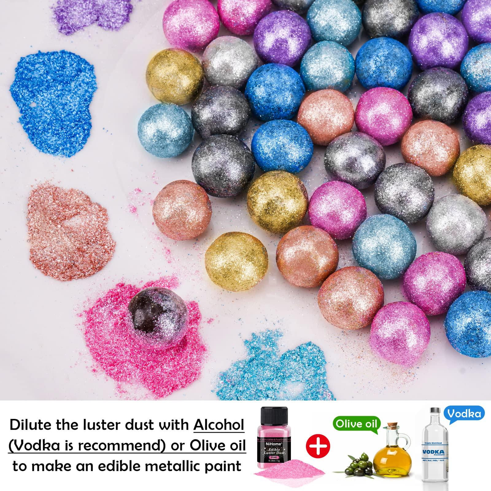 NiHome NiHome Edible Food-Grade Glimmer Powder Glitter Luster Dust Metallic Food Decorating Sprinkle Glimmery Dust for Drink Wine Beverage Cake Candy Dessert Bakery Restaurant Vegan (0.18oz/5g, Pink)