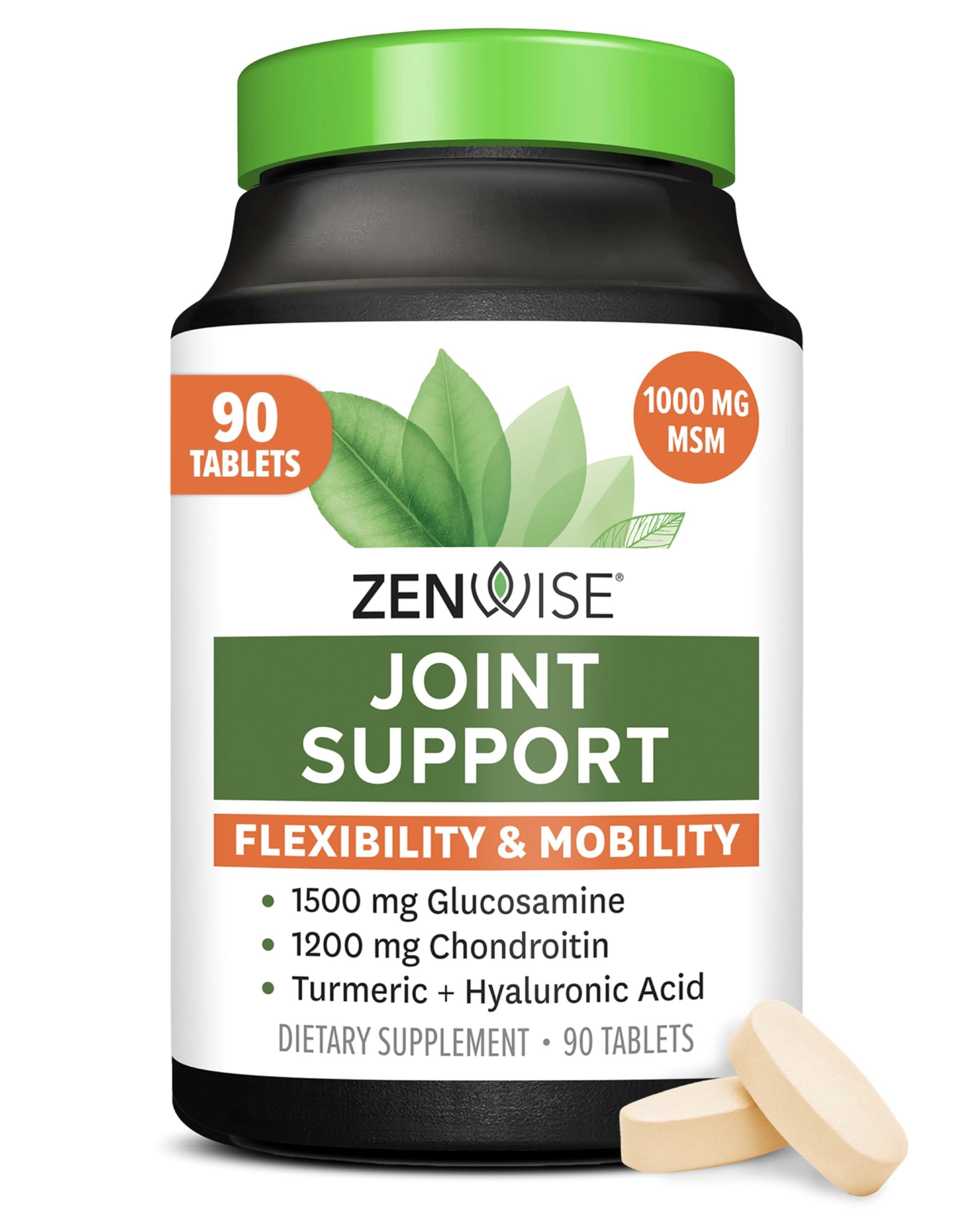Zenwise Health Zenwise Health Glucosamine Chondroitin MSM - Joint Support Turmeric Supplement for Hands, Back, Knee, and Joint Health, Advanced Relief for Bone and Joint Flexibility and Mobility - 90 CT
