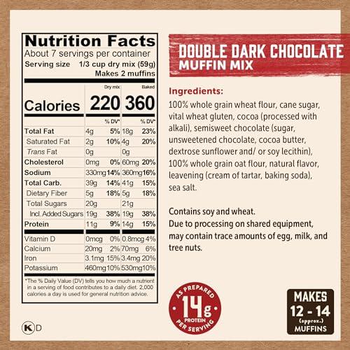 Kodiak Cakes Kodiak Cakes Power Bake Muffin Mix, Double Dark Chocolate, 14 Ounce (Pack of 6)