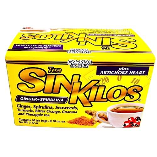 GN+Vida SinKilos Detox Tea GN+Vida Powerful Cleansing Tea with Ginger, Spirulina, Turmeric Orange and Pineapple Healthy Antioxidant Formula, Caffeine Free All Natural Digestive Te Panza y Grasa Herbal | 30 Ct