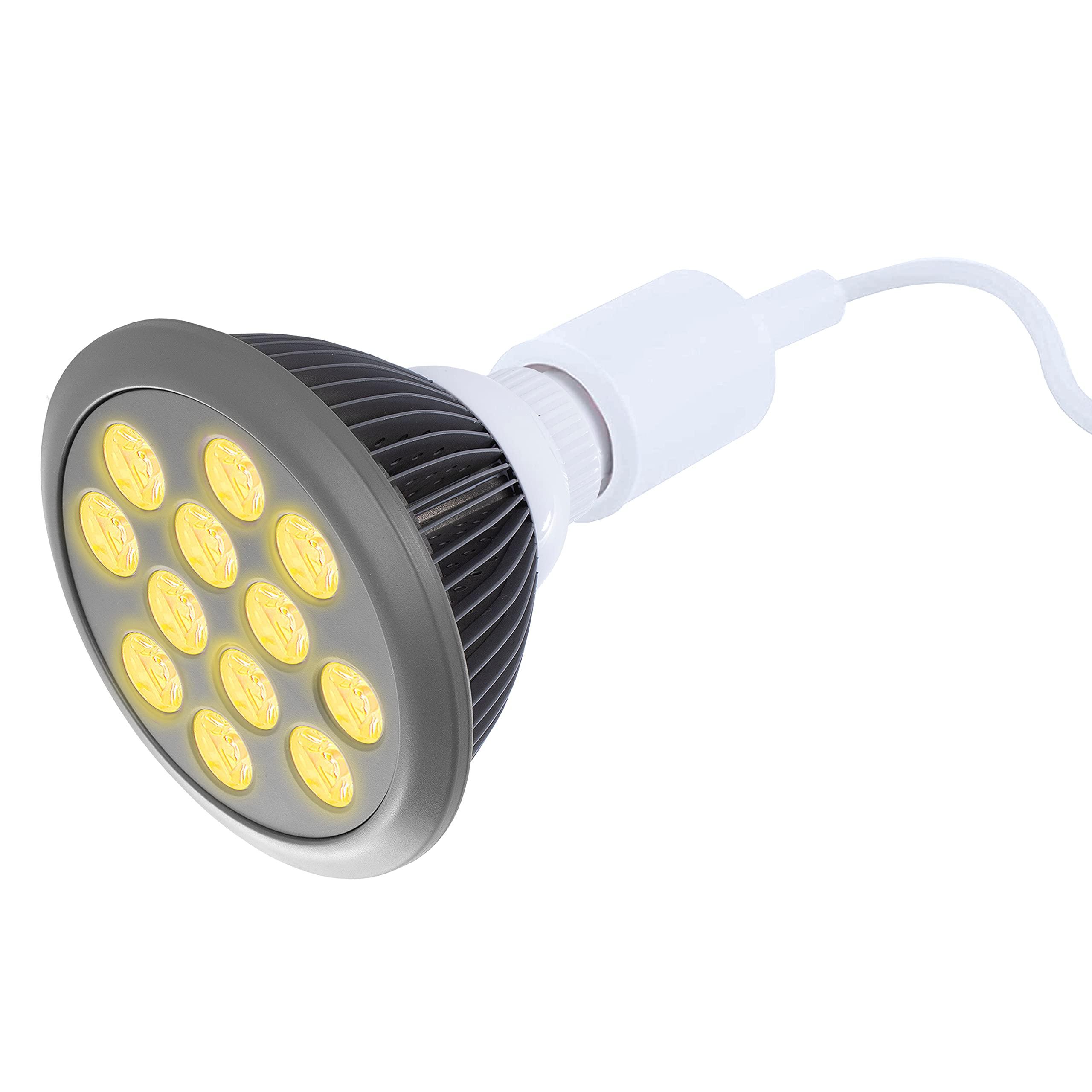 hooga hooga Yellow Light Therapy Bulb Power Cord Included. 590 nm Wavelength. 12 LEDs. High Irradiance, Treatment for Skin. Reduces Dark Spots, Blemishes, Freckles, and Smoothes Skin.
