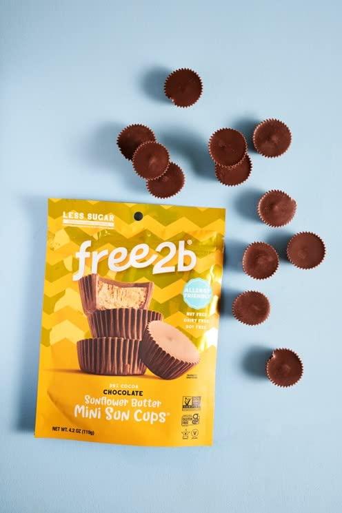Free 2b Free 2b Sunflower Butter Mini Sun Cups, Safe for School and Allergy Friendly - Gluten-Free, Dairy-Free, Nut-Free, and Soy-Free - Chocolate, 4.2 oz Resealable Bag (Pack of 1)