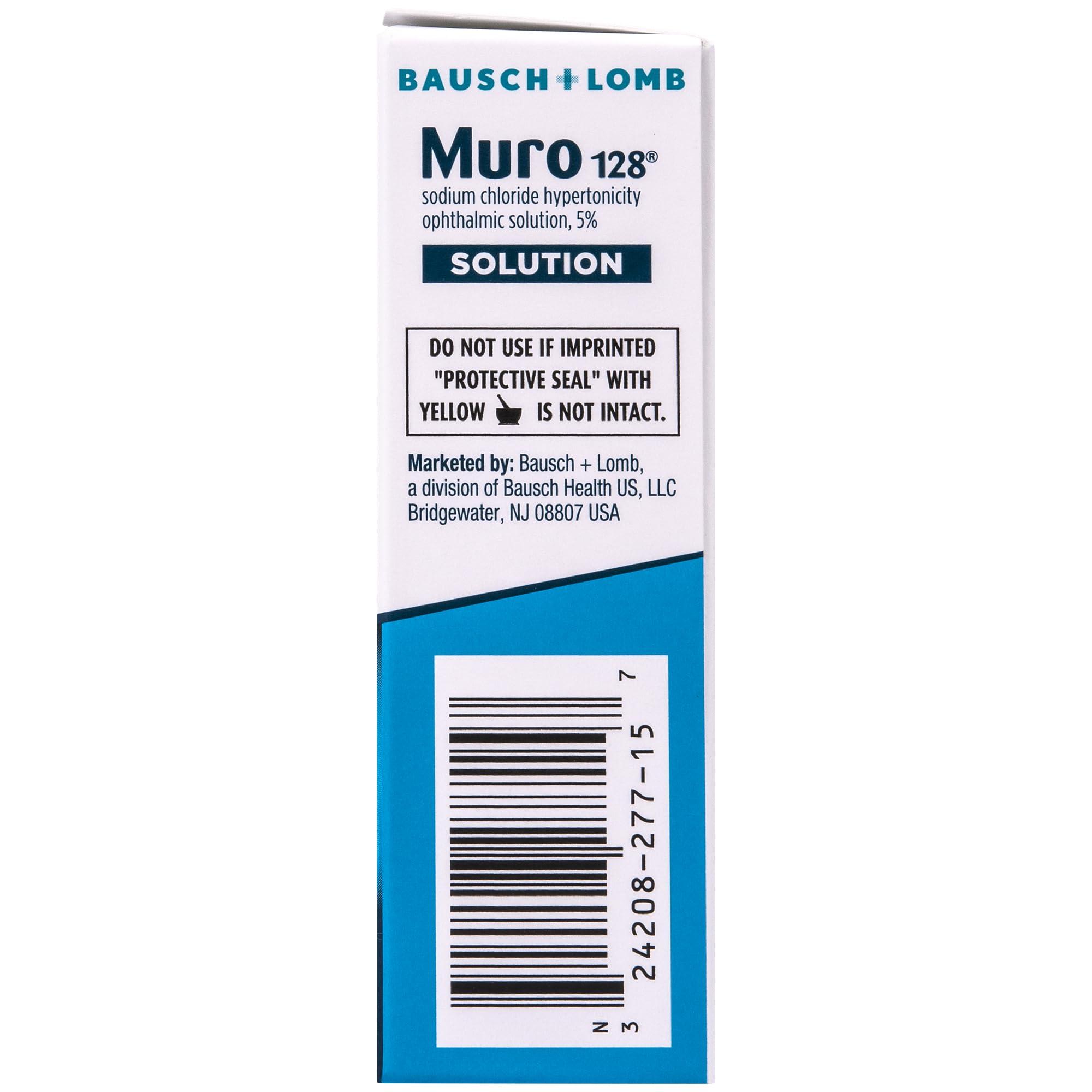 MUR0 Muro 128 Solution  Sodium Chloride Hypertonicity Ophthalmic Solution 5%, Temporary Relief of Corneal Edema, 0.5 fl oz (15 mL) (Pack of 2)