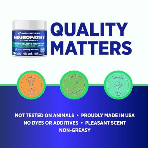 OWELL NATURALS OWELL NATURALS Neuropathy Cream Extra Strength Nerve Relief Cream for Foot, Hands, Legs, Toes with Arnica, Vitamin B6, Aloe Vera, MSM - Made in USA