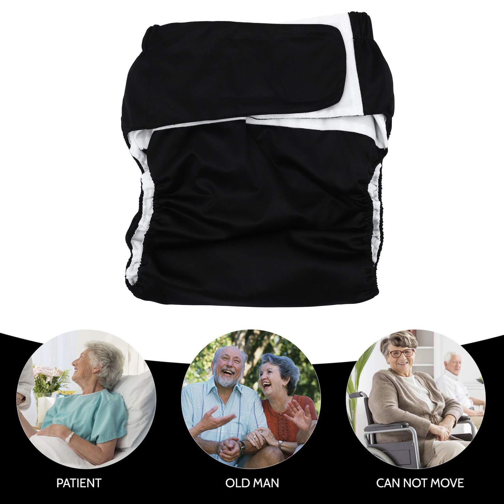 Healifty Mens Underware Adult Incontinence Underwear Washable Adult Cloth Diaper Maximum Absorbency Adjustable Waistband Adult Diapers for The Old Women Men Patients Black Mens Briefs