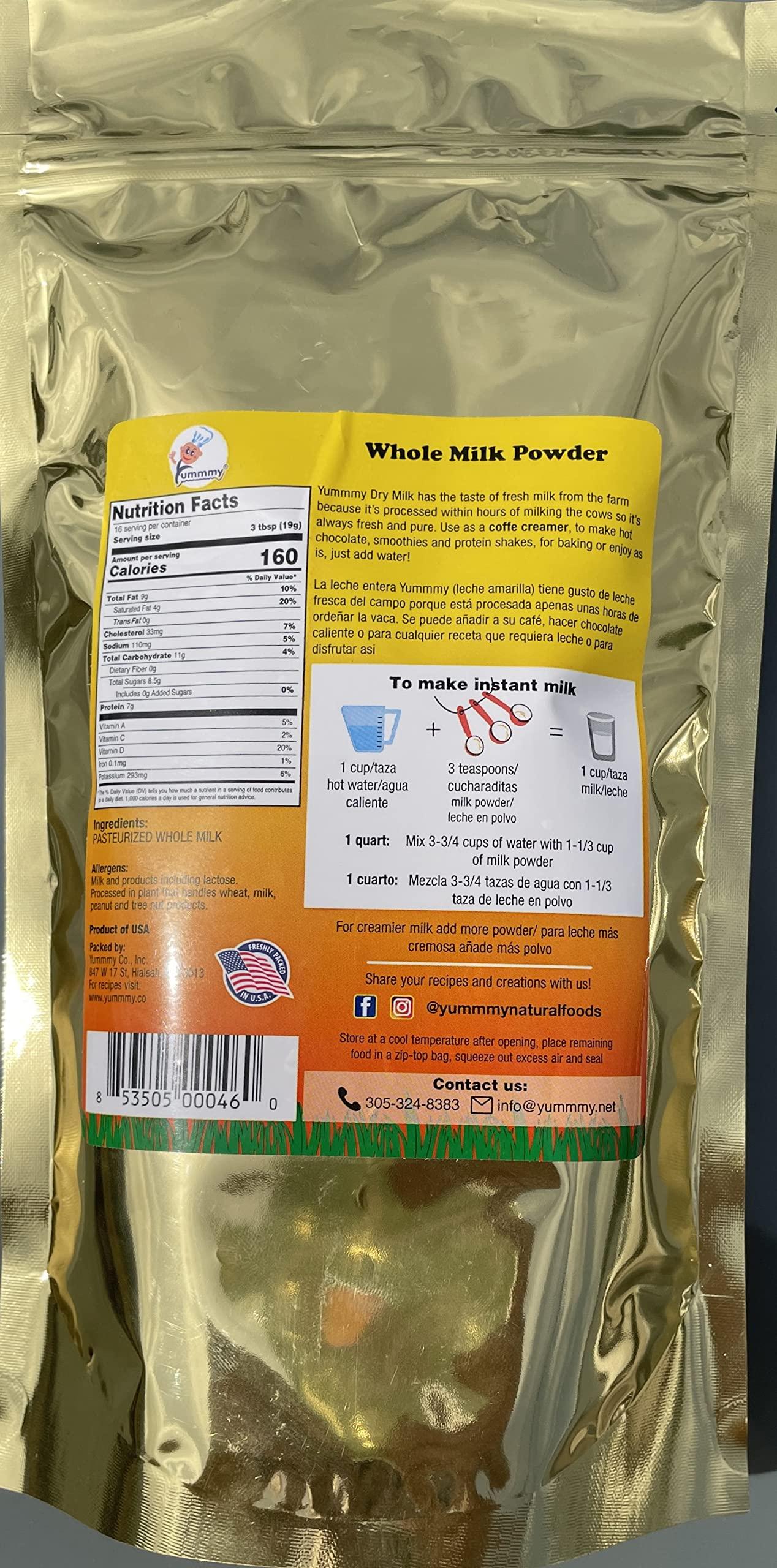 Yummmy Whole Milk Instant Powder 11 0z, Kosher certified, Halal certified, Product of USA