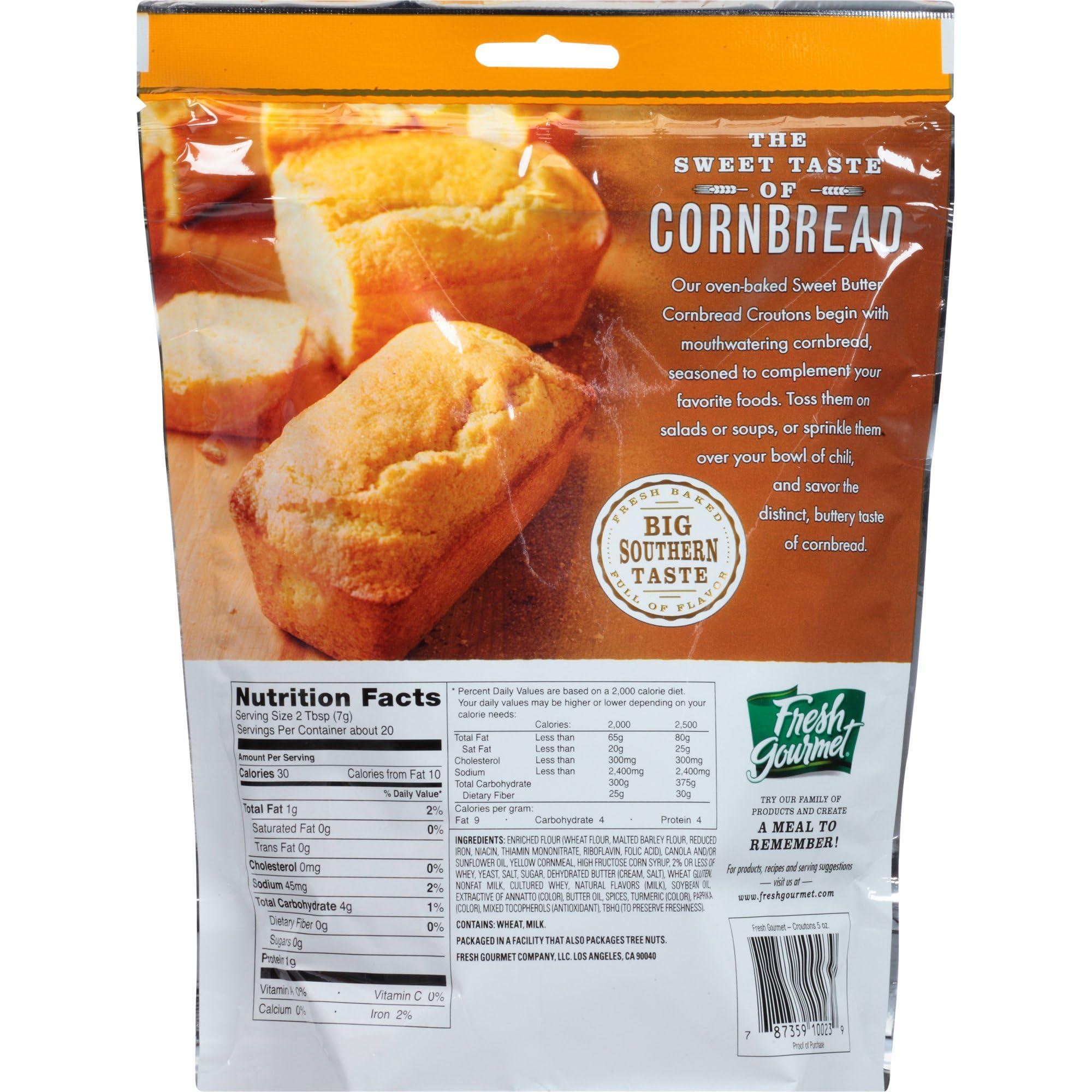 Fresh Gourmet Fresh Gourmet Premium Croutons, Sweet Butter Cornbread, 5 Ounce (Pack of 2)