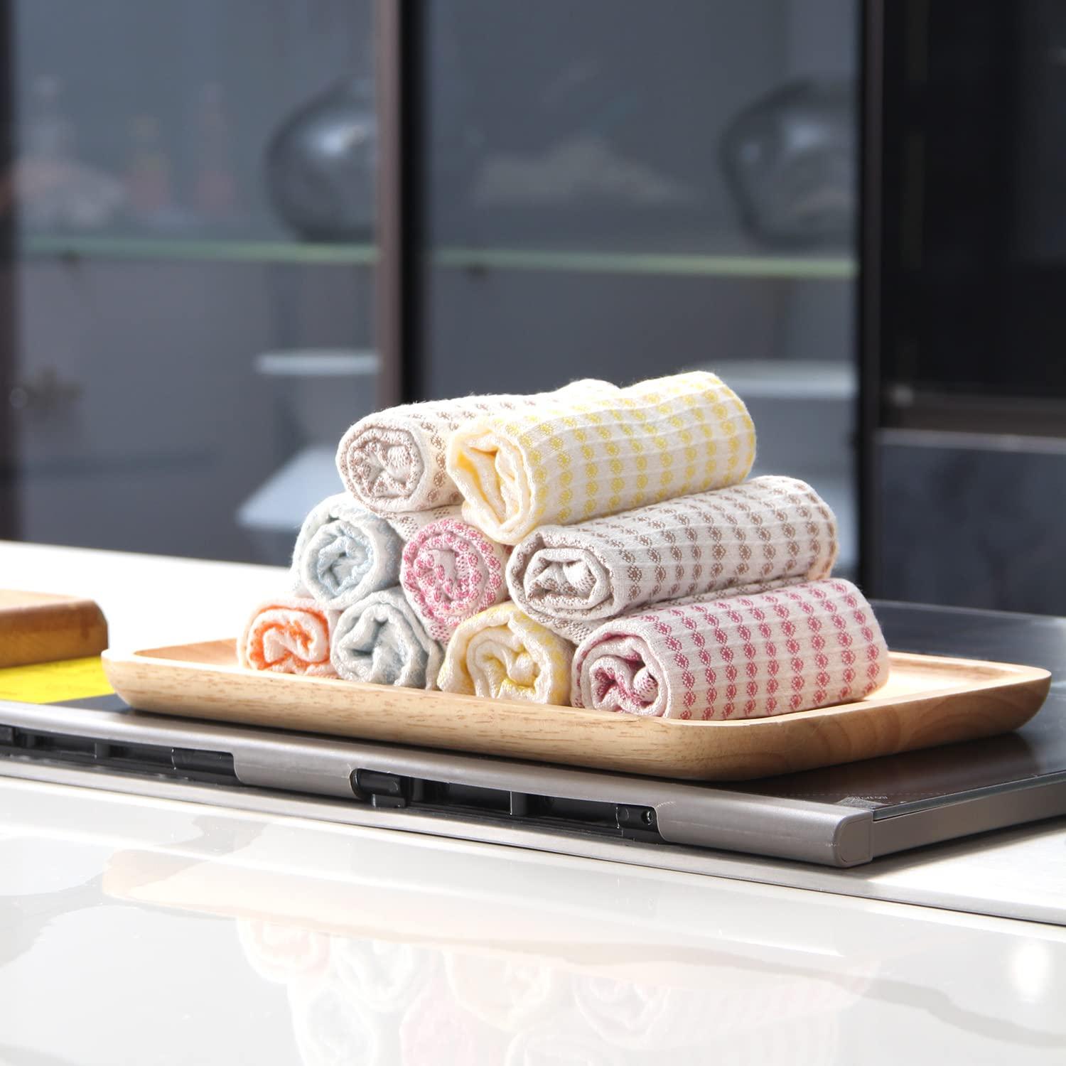 JEFFSUN JEFFSUN Kitchen Wash Cloths 12 Pack, 10x14 Inch Small Dish Rags, Oil Resistant Waffle Dish Cloths, Multipurpose Use Reusable Cleaning Cloths for Washing Dishes