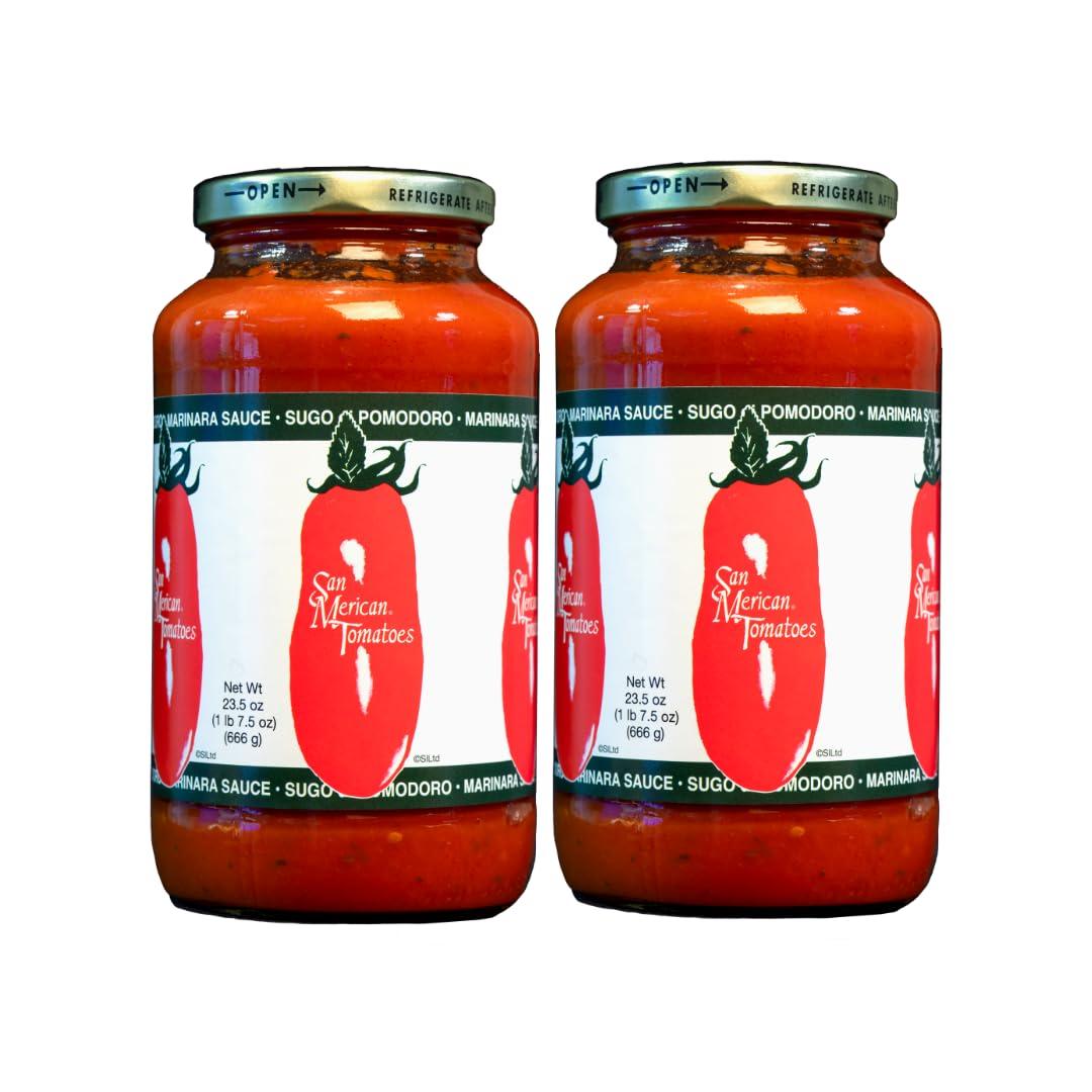 San Marzano SMT San Merican Tomato Marinara Sauce - Marinara Pasta Sauce from Fully Ripened Tomatoes, 23.5 oz (Pack of 2)