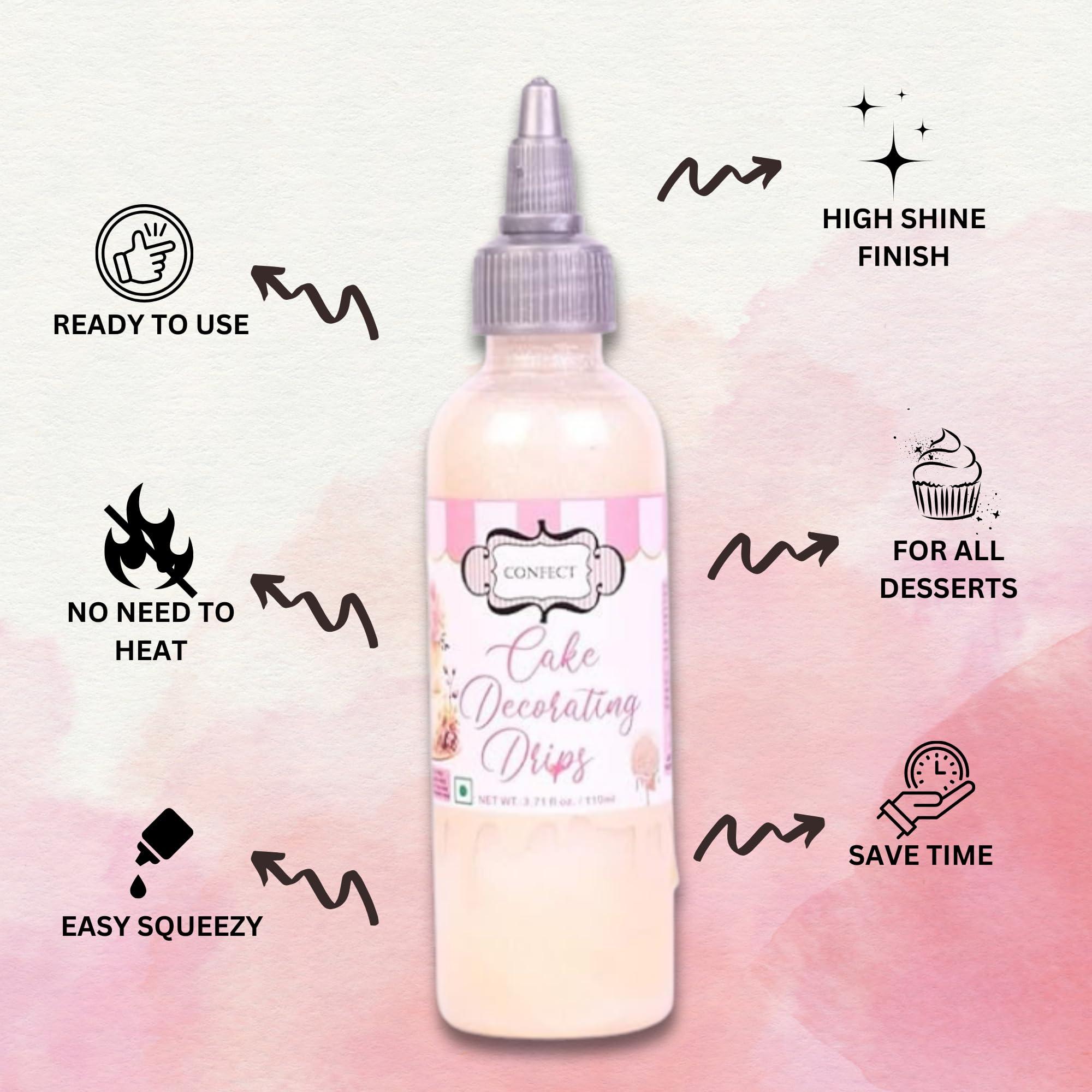 CONFECT Confect Cake Decorating Drip Edible Snowy White Shimmery Drips for Christmas Cakes, Doughnuts & Cupcakes Luminescent Pearl 3.71 Oz