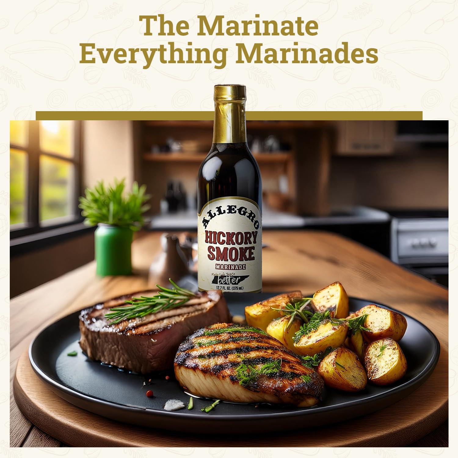 Allegro ALLEGRO - The Marinate Everything Marinades | Perfect Marinades for Meat & Veggies | Marinade for Grilling, Roasting & Cooking | Kosher & Gluten Free | 12.7 Oz (Pack of 1) - Hickory Smoke