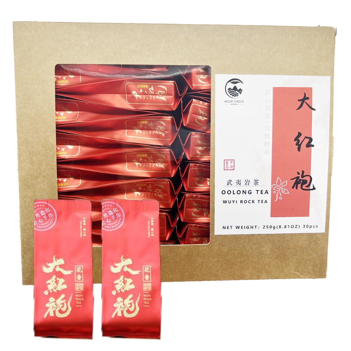 DIAN MAI HAO 250g 8.81oz Chinese Top10 Famous Tea Wuyi Da Hong Pao/Rock Tea/Big Red Robe/Dahongpao Oolong Tea 30 Count Tea Bags Value Pack Grade AAA