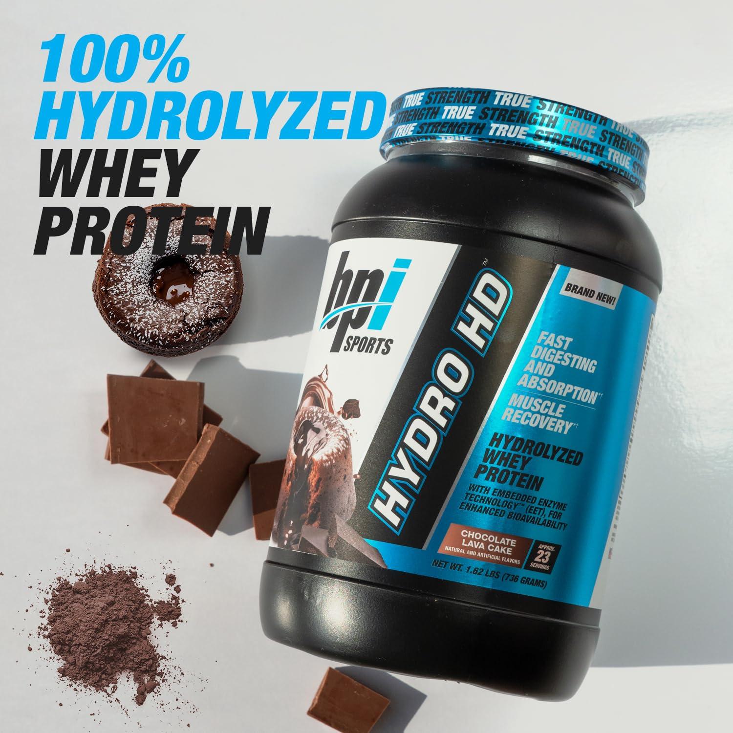 BPI Sports BPI Sports Hydro HD - 100% Hydrolyzed Whey Protein Powder - Muscle Growth, Recovery, 25g of Protein, Low Carb, Low Sugar, Fast Absorbing (23 Servings, Chocolate Lava Cake)