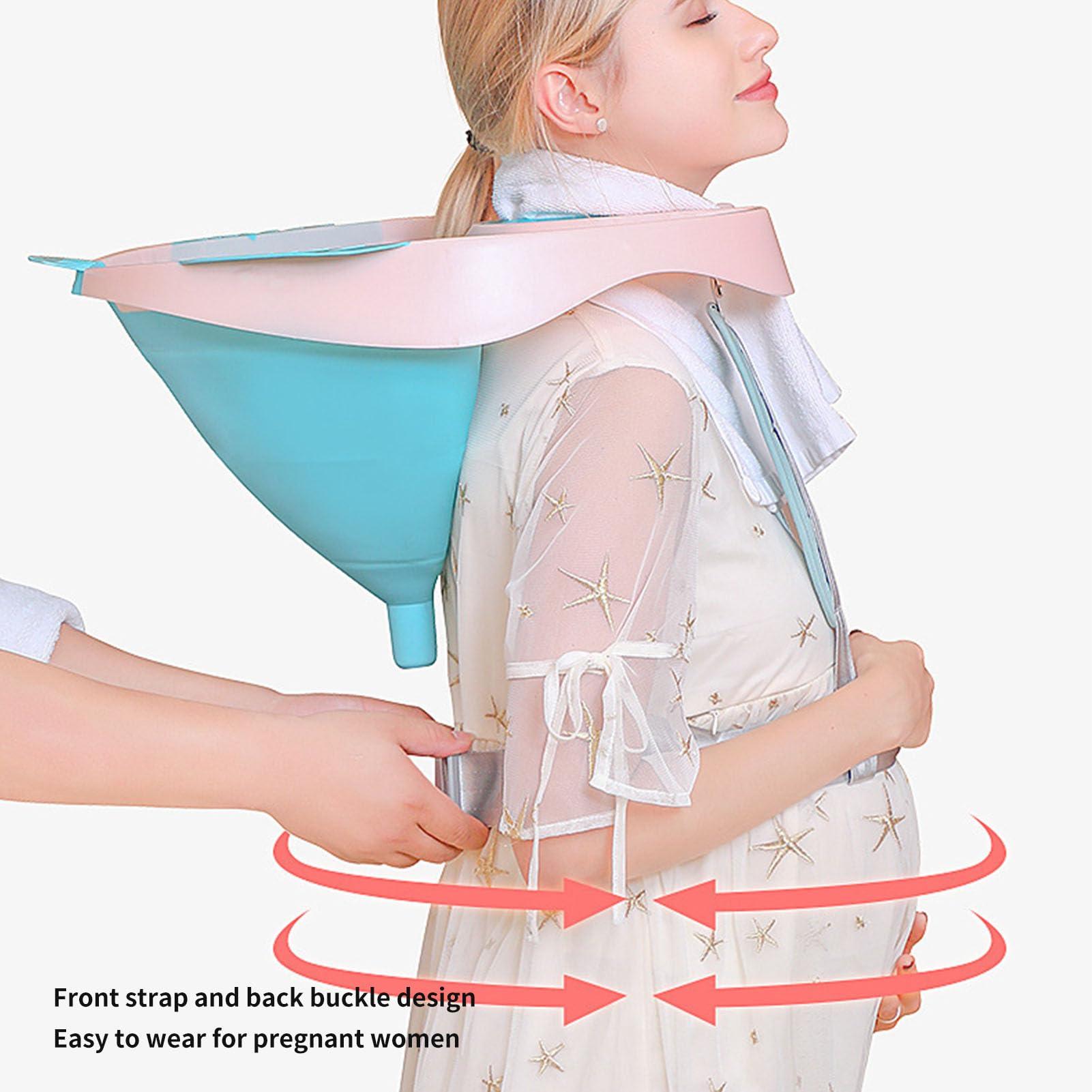 Pyhodi Portable Inflatable Shampoo Basin, Hair Washing Sink for Elderly, Pregnant Women, Bedridden, with Drainage Pipe, Adjustable Strap, Lightweight Bowl for Elderly, and Children