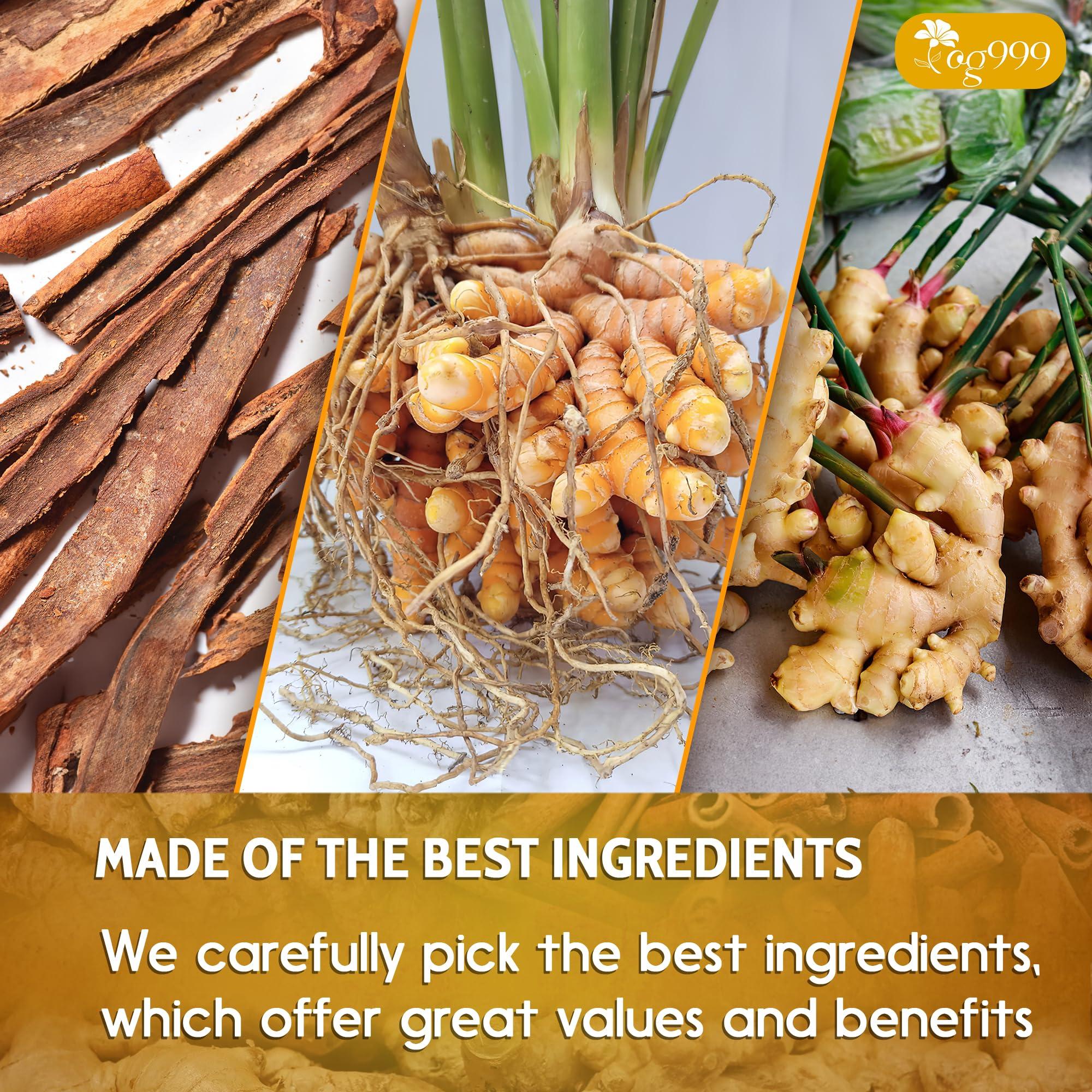 TOG999 Special 30 Tea Bags Turmeric Ginger Cinnamon Tea, 100% Natural, Hand-made Blend of Turmeric, Ginger, and Cinnamon. Eco-conscious Tea Bags. Turmeric Ginger Herbal Tea. No Sugar, No Caffeine, No Gluten, Vegan.