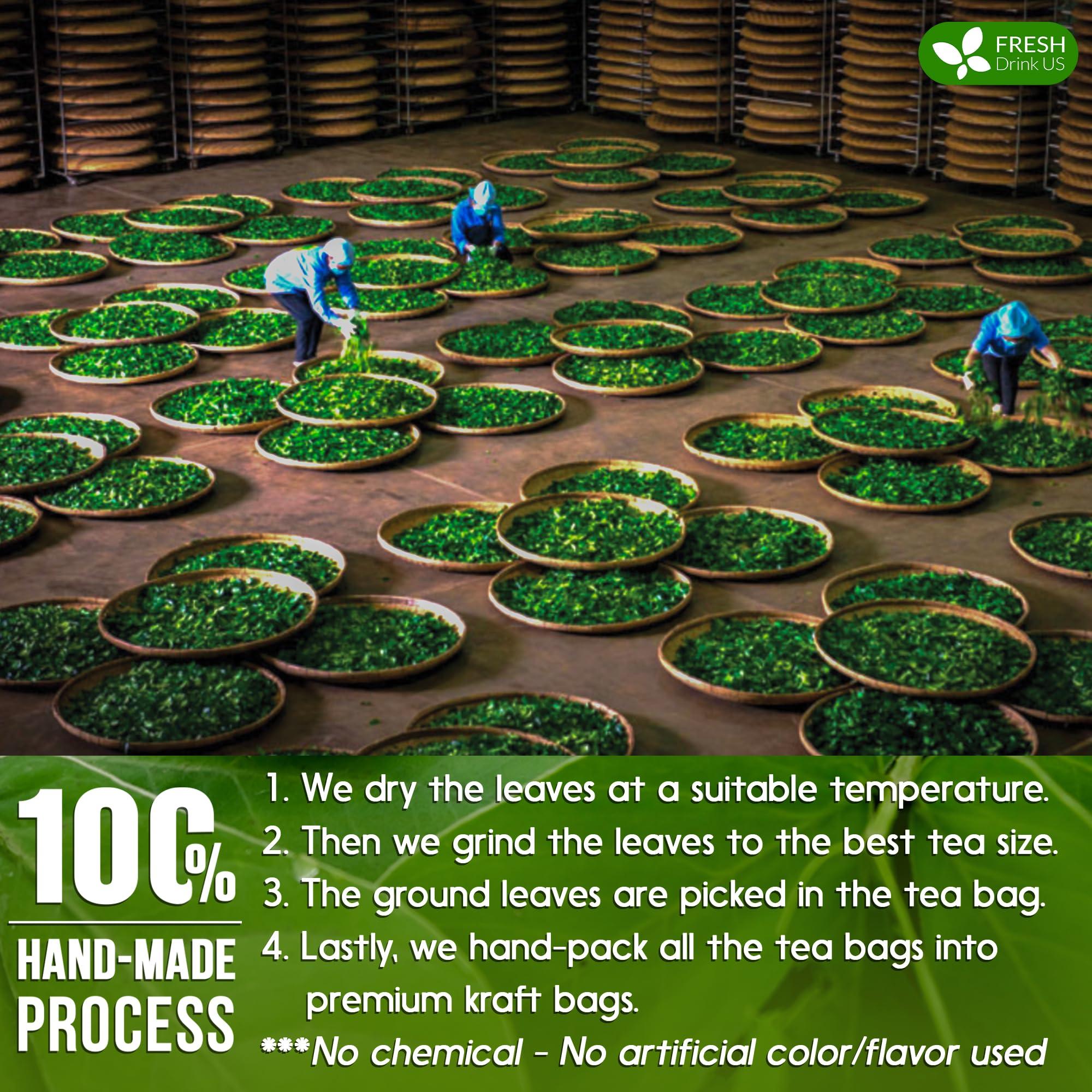 FRESHDRINKUS FreshDrinkUS, Premium 55 Senna Leaf Tea Bags, 100% Natural & Pure from Senna Leaves. Loose Leaf Senna Herbal Tea, Made with Natural Material Tea Bags, Senna Leaf Tea. No Sugar, No Caffeine, No Gluten, Vegan.