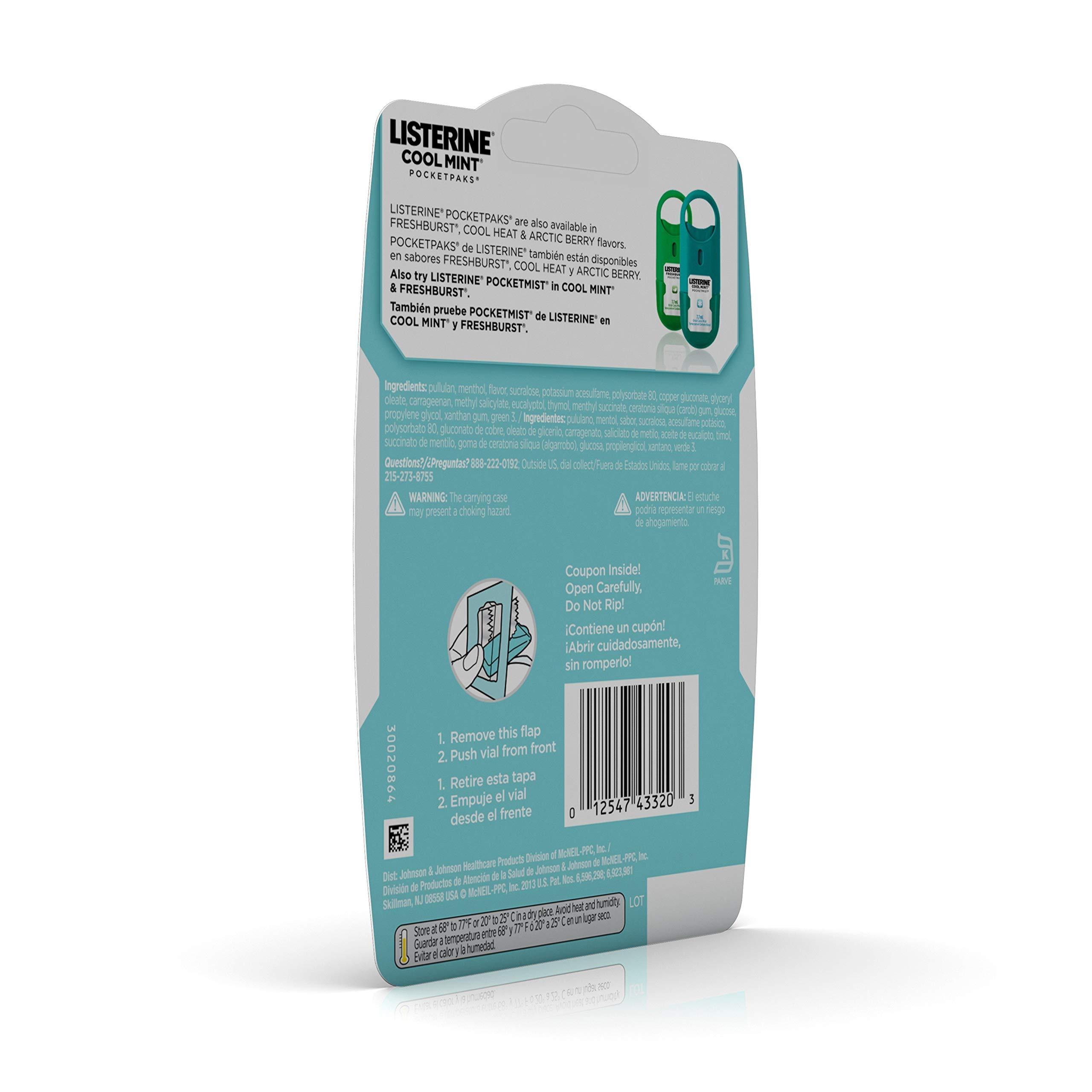 Listerine Listerine Cool Mint Pocketpaks Breath Strips Kills Bad Breath Germs, 24-Strip Pack, 3 Pack