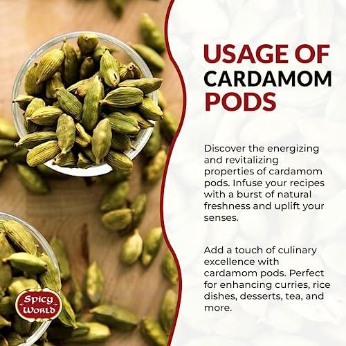 Spicy World Spicy World Green Cardamom Pods 3.5 Oz - As Seen on Tik Tok - Premium Quality Whole Green Cardamom Pods | Vegan | Large | Aromatic Cardamon