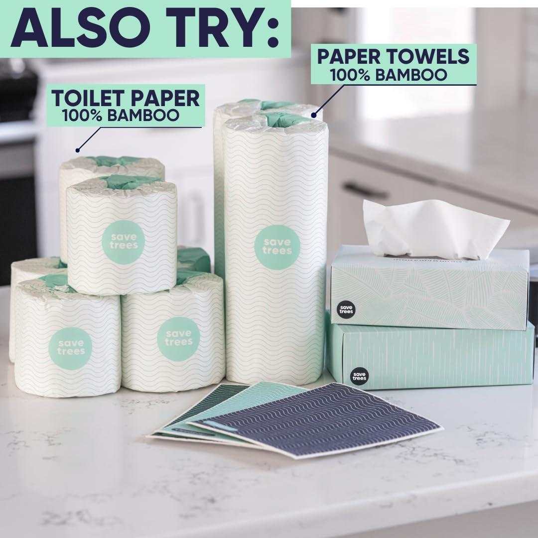 Cloud Paper Save Trees Bamboo Facial Tissues - 12 Boxes of Eco-Friendly, 3-Ply Hypoallergenic Tissues, 90 Sheets per Box, FSC Certified, Plastic-Free Packaging, Soft & Gentle for Home Use