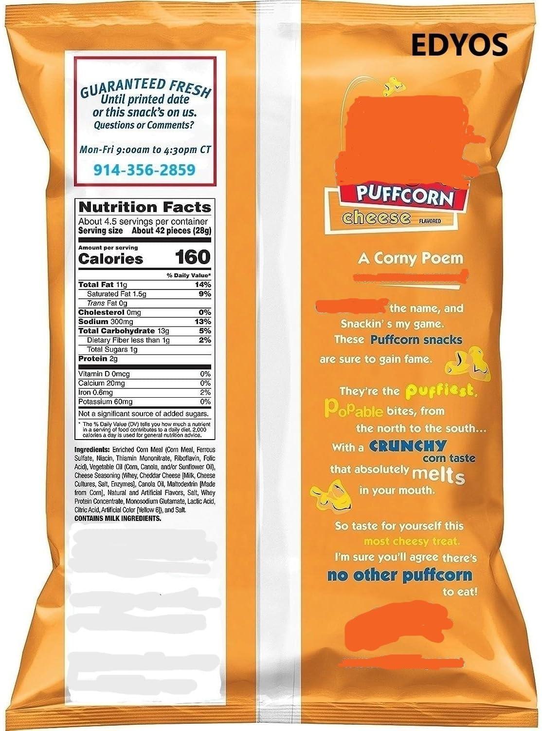 Your Online Store Inc Puffcorn Snacks, Cheese, 4.25 Ounce (Pack of 4)