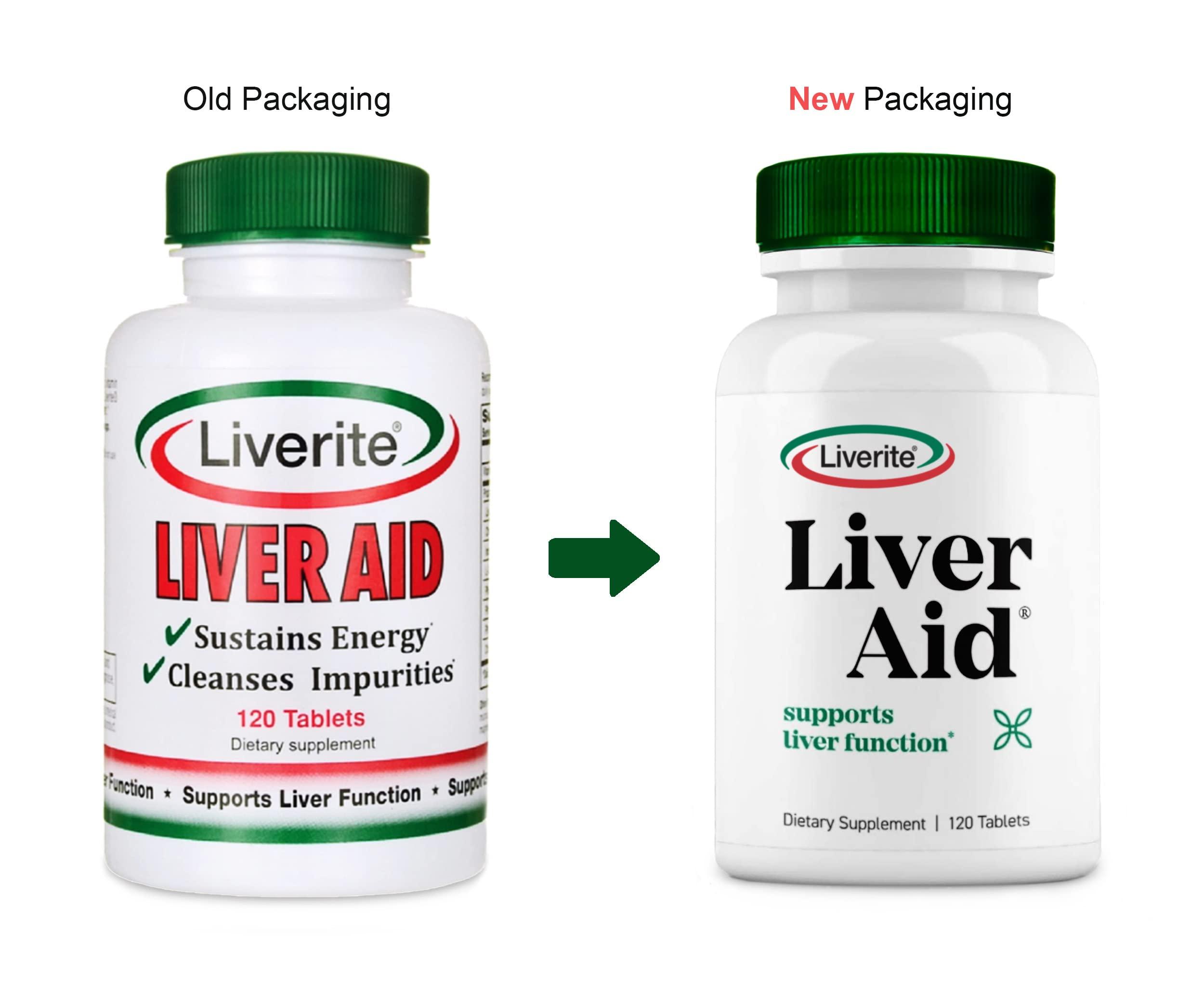 LIVERITE LIVER AID LIVERITE LIVER AID 2-Pack 120 Tablets (Total 240ct) Liver Support, Liver Cleanse, Liver Care, Liver Function, Energy.