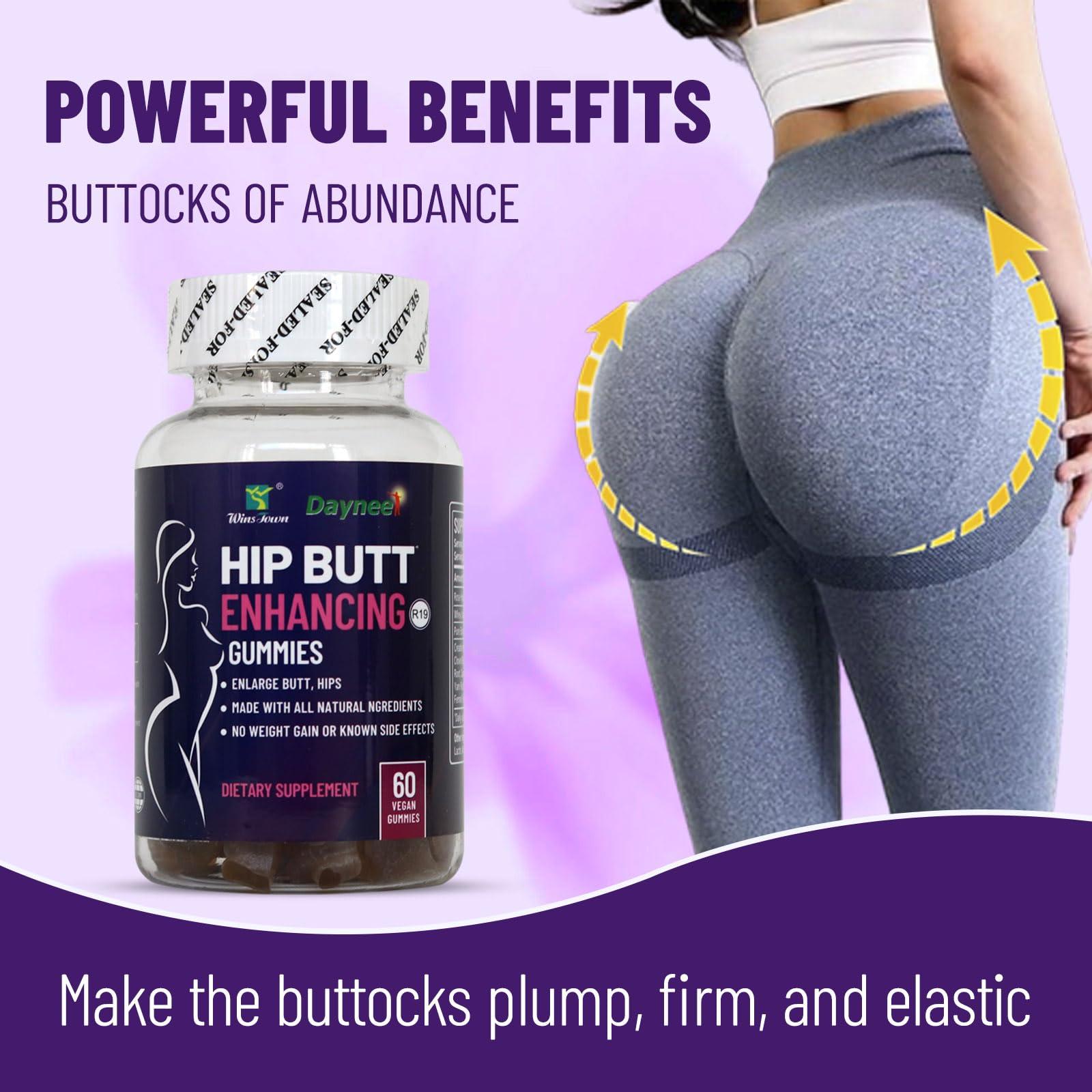 Wins Town Wins Town Hip Butt Enhancement Gummies, Booty Gummies for Bigger Butt, Bum Support Gummies for Women, Multivitamins, 60 Count