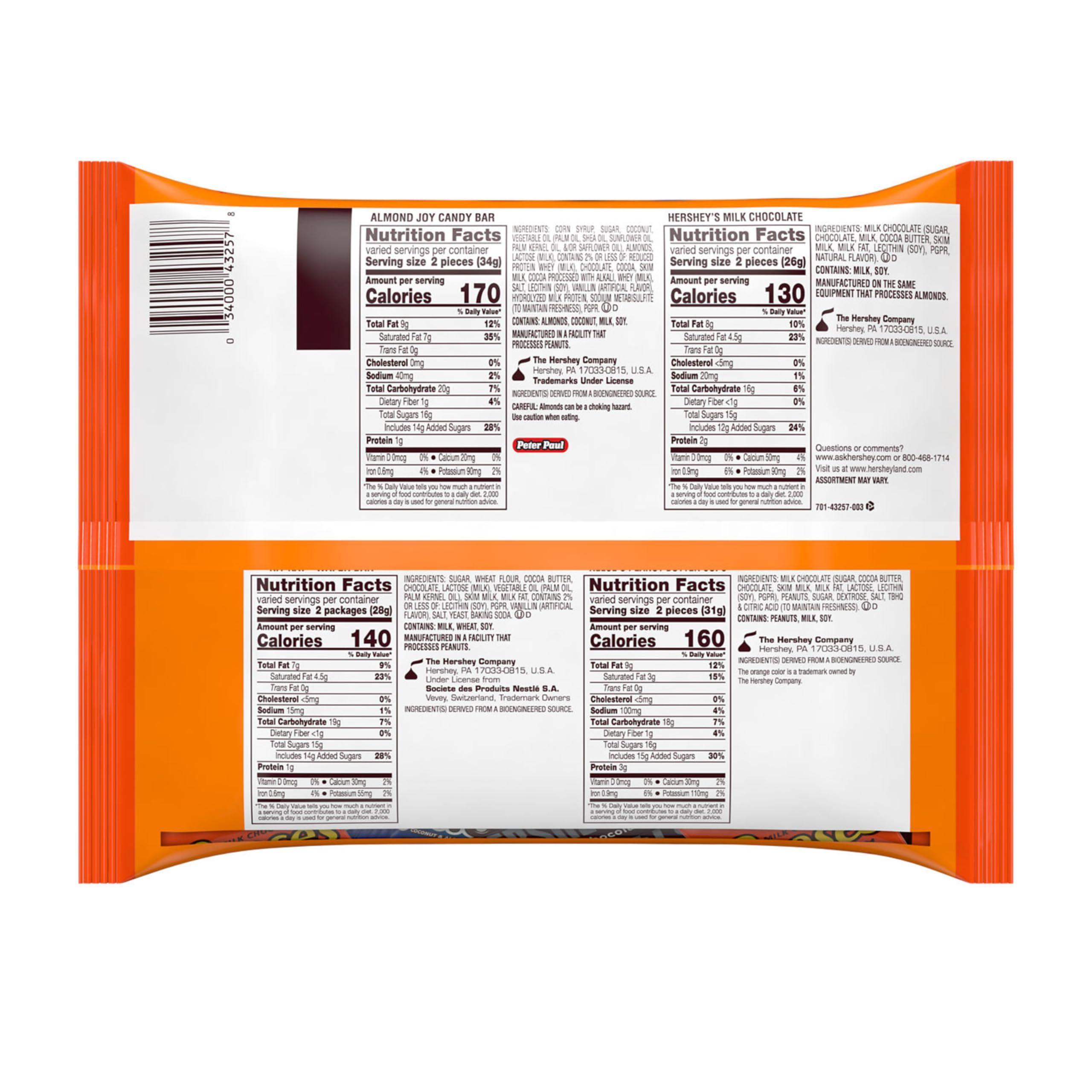 HERSHEY'S Hershey Assorted Chocolate Snack Size, Candy Bag, 15.57 oz (30 Pieces)