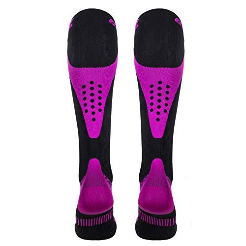 Champion CSX CSX Compression Socks for Men and Women, Knee High, Recovery Support, Athletic Sport Fit, Pink on Black, X-Small (15-20 mmHg)