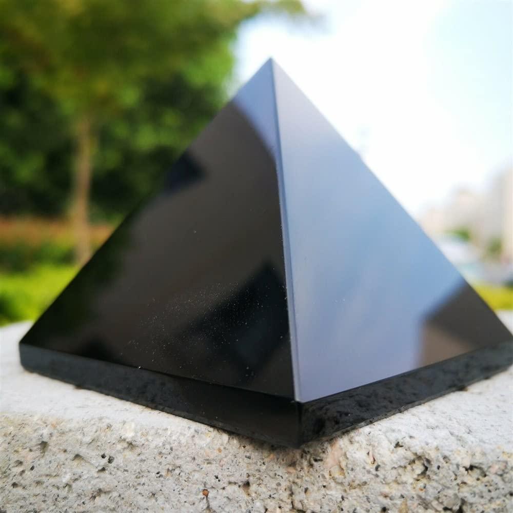 WGPHD WGPHD Meditation Home Natural Obsidian Quartz Crystal Pyramid Clear Reiki Healing Natural Obsidian Crystal Pyramid Original Stone polishing (Size : 6-6.5CM)