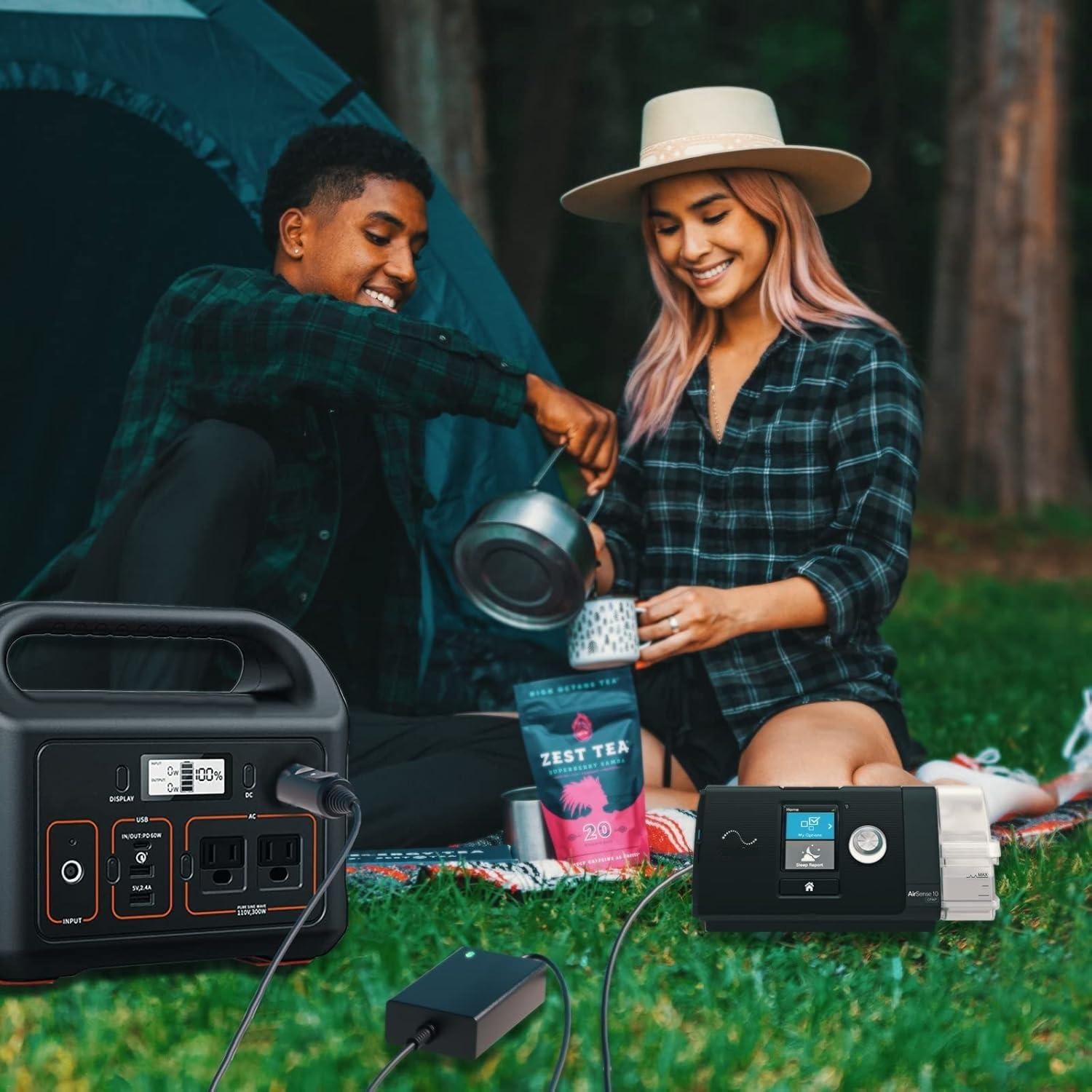 IBERLS for Resmed Airsense 10 DC Adapter Converter 12V Power Cord for Air Sense S10 AirCurve 10 BiPAP Machine 370006 370001 37297 37207 12Volt Charger(7.8FT, Travel, Camping)