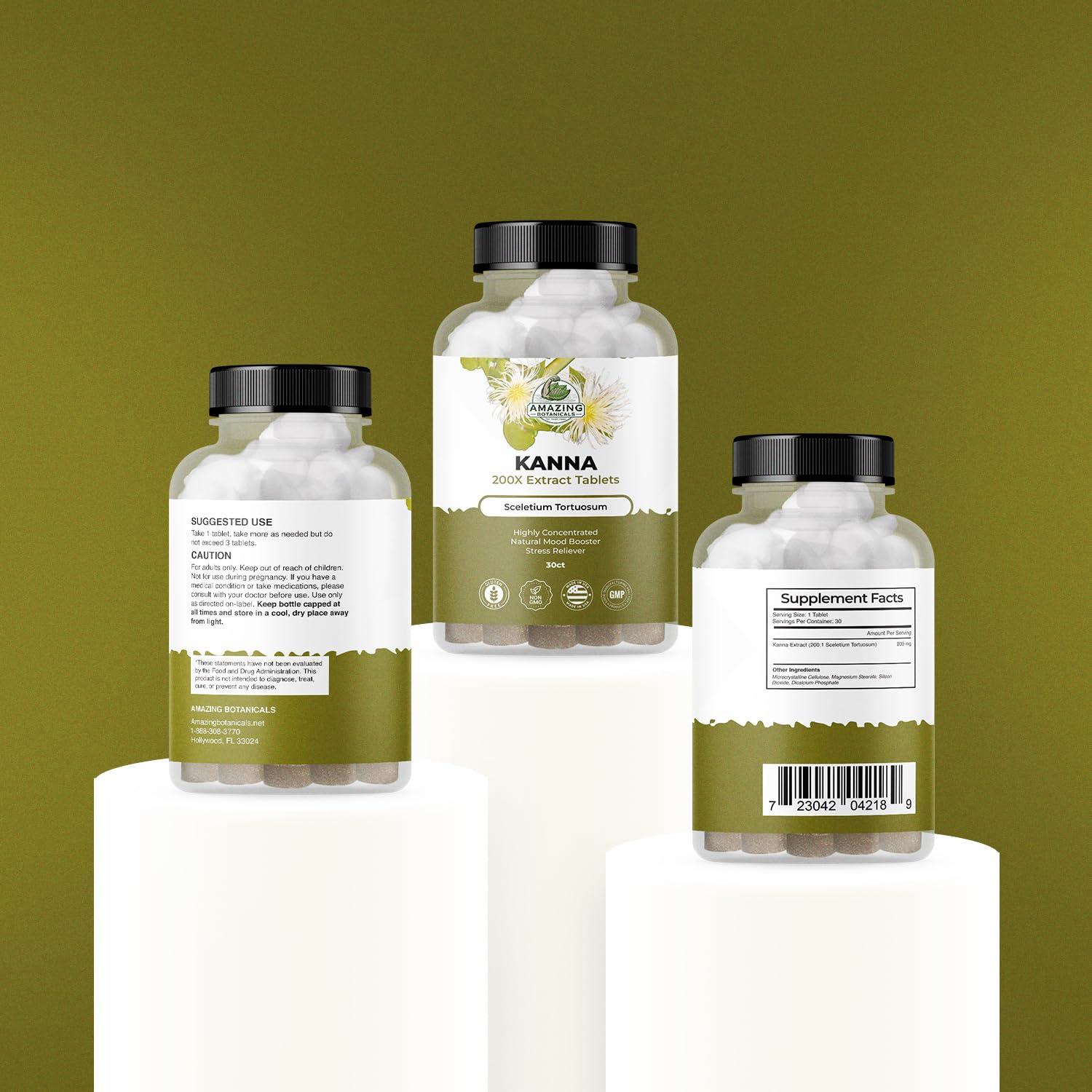 Amazing Botanicals Amazing Botanicals Kanna Extract Tablets - Sceletium Tortuosum, 10,000 mg Each - Enhances Energy, Boosts Mood, Immune System Booster, 30 Tablets