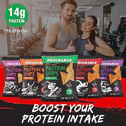 natural ENDURANCE Natural Endurance Protein Chips - Low Carb Chips, High Protein Snack, Vegan Protein with Avocado Oil, 14g Protein Per Bag, Gluten Free, Birthday Cake Flavor - 1.38 oz Bags (Pack of 12)