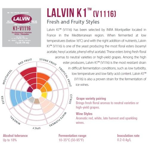 CAPYBARA Distributors Inc. Lalvin K1-V1116 Wine Yeast (10 Pack) - Make Wine Cider Mead Kombucha At Home - 5 g Sachets - Saccharomyces cerevisiae - Sold by CAPYBARA Distributors Inc.