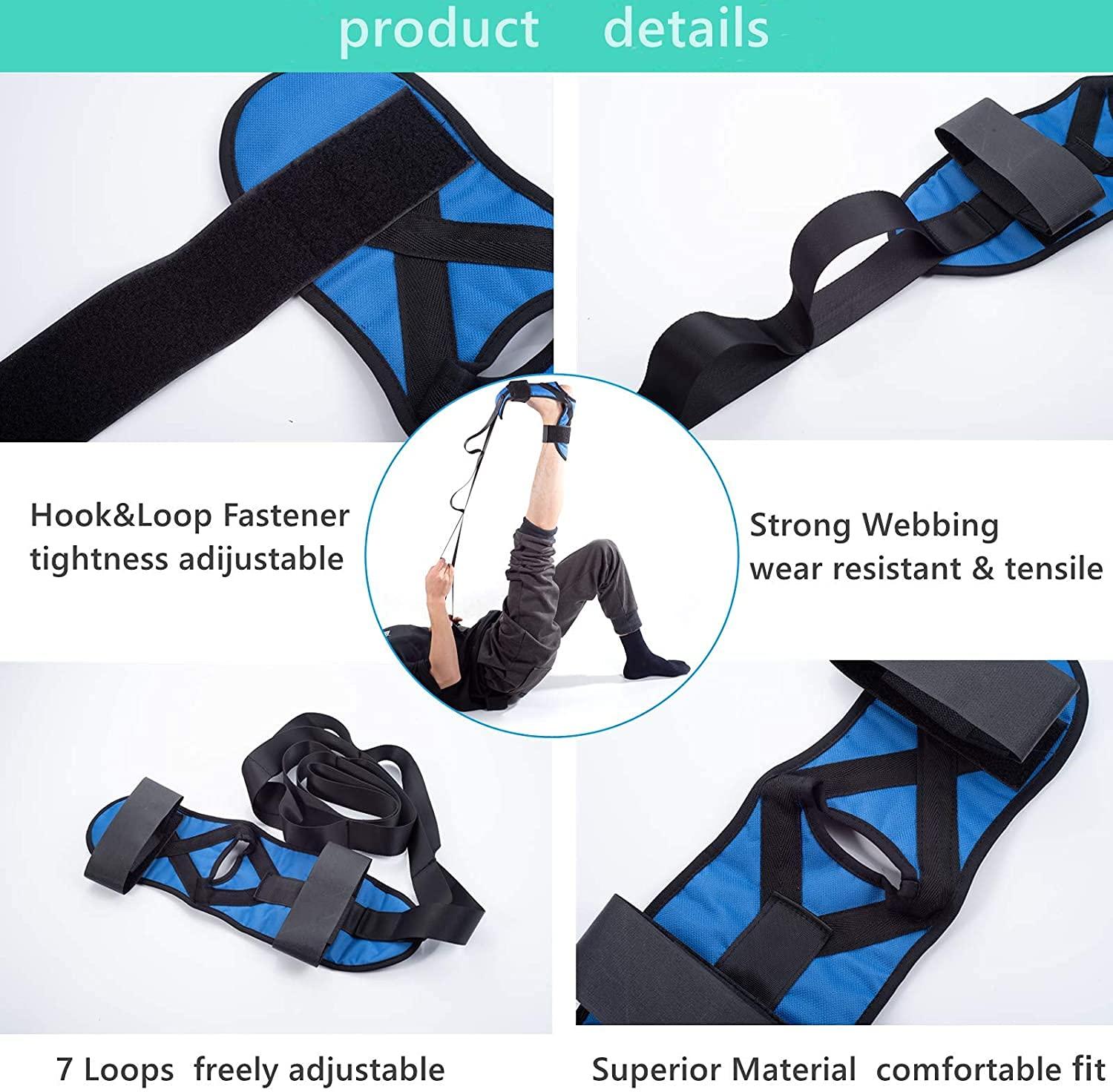 Xemz Foot and Calf Stretcher for Plantar Fasciitis, Achilles Tendonitis, Heel Spurs and Foot Drop, Improve Muscle Strength Relief Foot Pain Leg Stretcher Yoga Stretching Strap for Thigh Calf and Hamstring