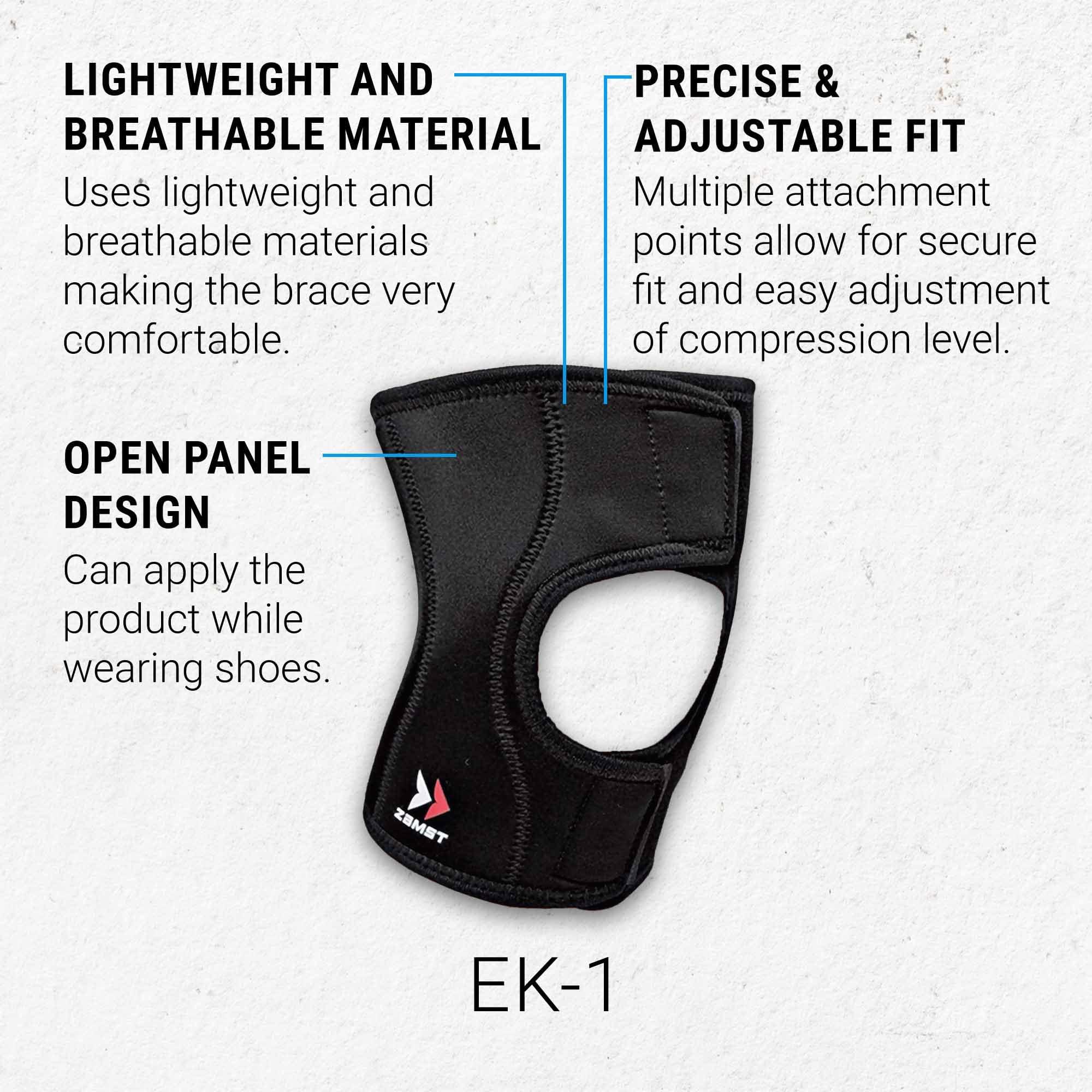 Zamst Zamst EK-1 Sports Knee Brace With Lightweight And Breathable Material For General Knee Support and Knee Pain-for Basketball, Volleyball, Running, Tennis, Pickleball-Black, Large