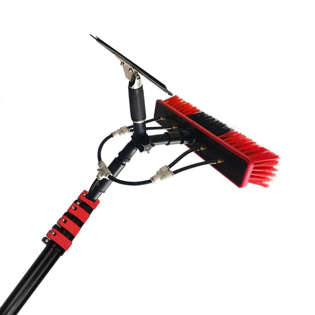 ZJDYDY Window Cleaning Kit with Extension Pole,Water Fed Pole Brush System,Telescopic Window Cleaning Tools, Extendable Pole with Squeegee,5.4 M/18.4 Ft