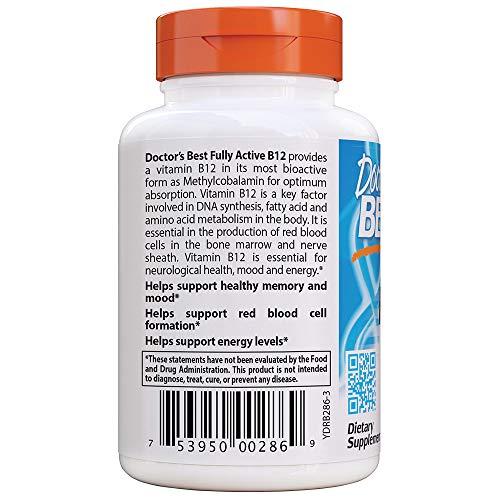 Doctor's Best Doctor's Best Fully Active B12 1500 mcg, Non-GMO, Vegan, Gluten Free, Supports Healthy Memory, Mood and Circulation, 60 Count