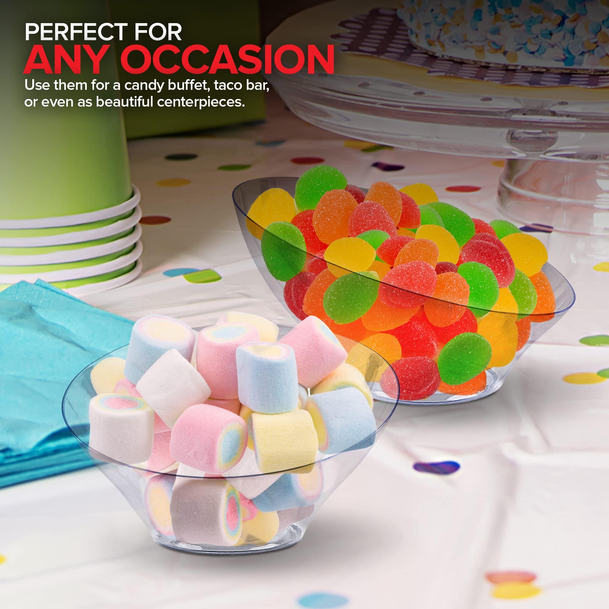 Stock Your Home 6oz Clear Plastic Serving Bowls (8 Pack) Small Disposable Candy Dishes, Buffet Containers for Chips, Popcorn, Snacks, Mints, Salad Bar, Snack Bowl, Parties, Office Desk, Bridal Shower, Party Supplies