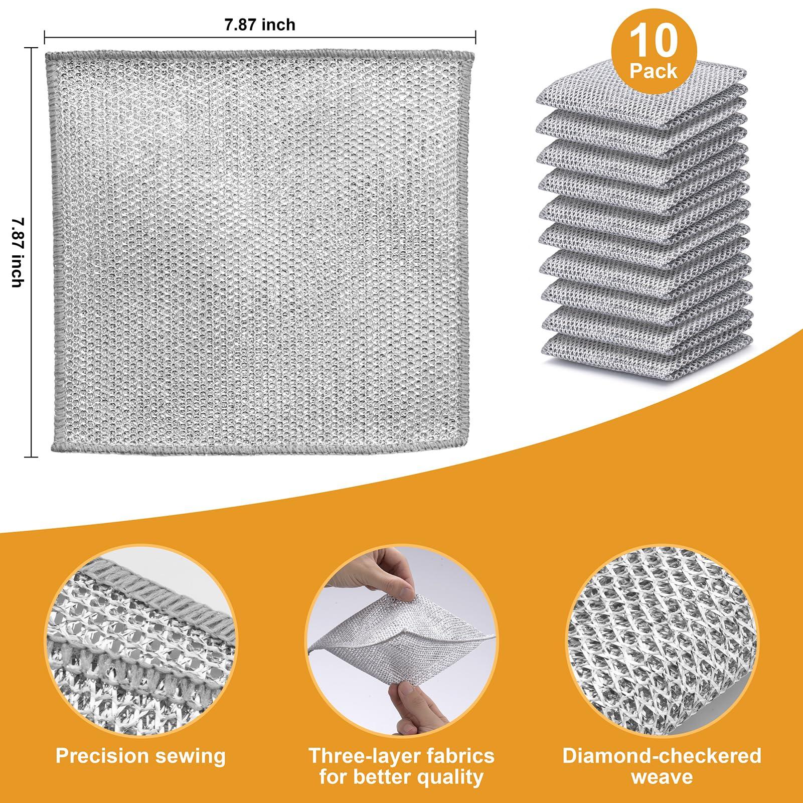 Inkhut Inkhut Non Scratch Wire Dishcloth, Multipurpose Wire Dishwashing Rag for Wet and Dry, Multifunctional Dish Rags for Washing Dishes, Reusable Steel Wool Scrubber for Kitchen Cleaning