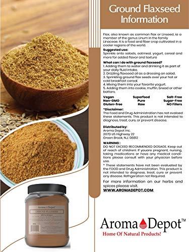 Aroma Depot 4oz Ground Brown Flaxseed Flax Seed Powder Omega-3 Fats | NON GMO | Gluten-free | 4 ounces Semillas de linaza en polvo